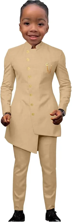 2 Piece African Boys Formal Suits Kids Tuxedo Wedding Dinner Party Performance Jacket Pants for Boys