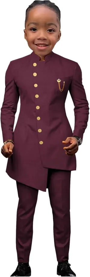2 Piece African Boys Formal Suits Kids Tuxedo Wedding Dinner Party Performance Jacket Pants for Boys