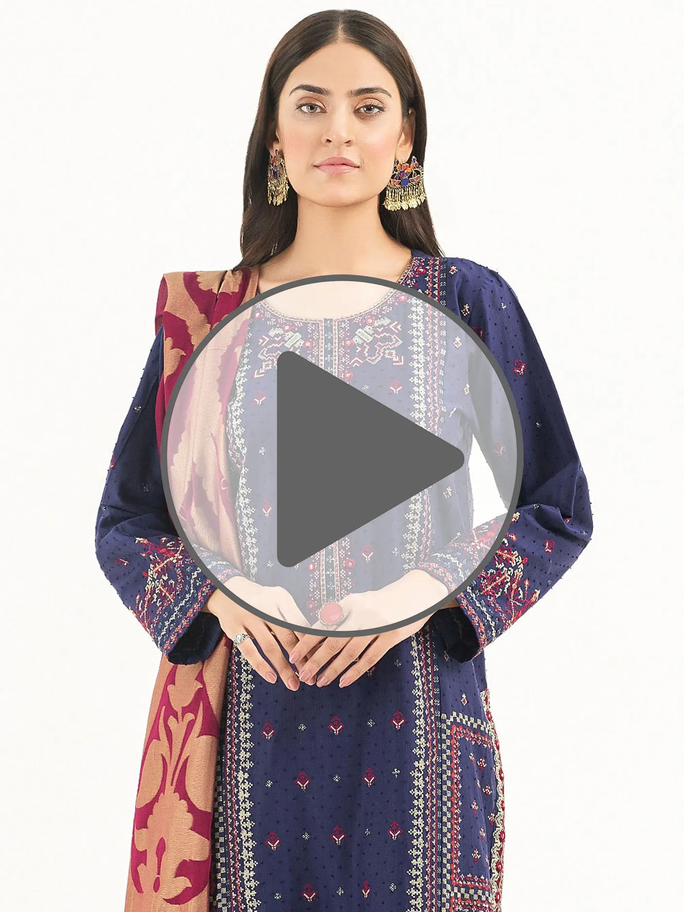 3 Piece Cambric Suit-Embroidered (Pret)