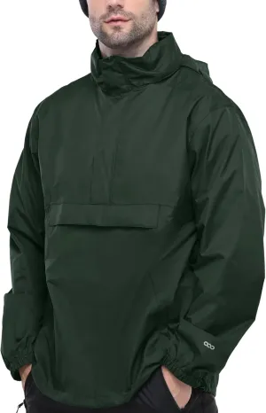 33,000ft Men's Pullover Rain Jacket Waterproof with Hood Lightweight Packable Raincoat Windbreaker for Golf Travel