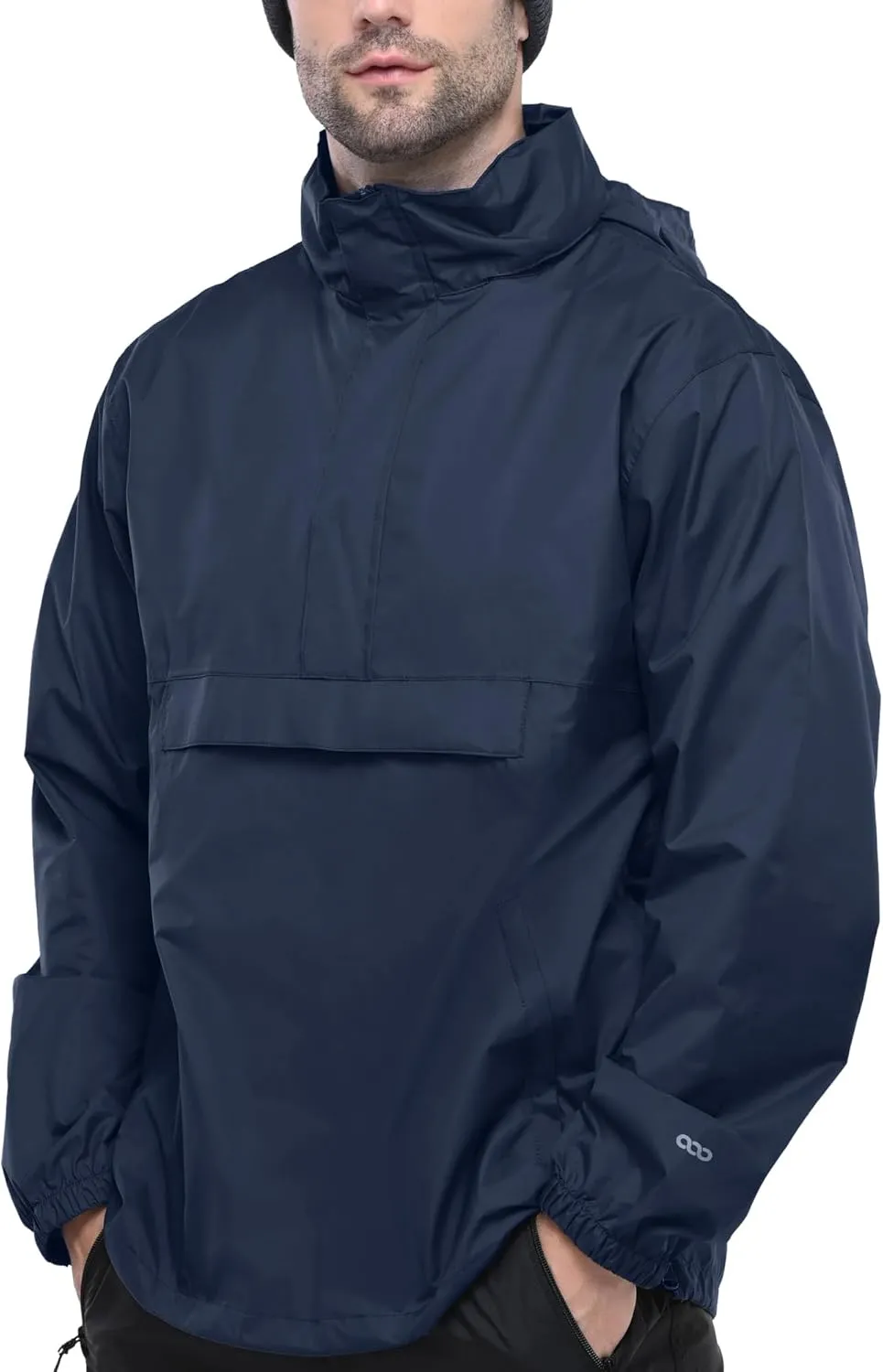 33,000ft Men's Pullover Rain Jacket Waterproof with Hood Lightweight Packable Raincoat Windbreaker for Golf Travel