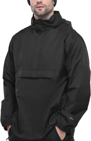 33,000ft Men's Pullover Rain Jacket Waterproof with Hood Lightweight Packable Raincoat Windbreaker for Golf Travel