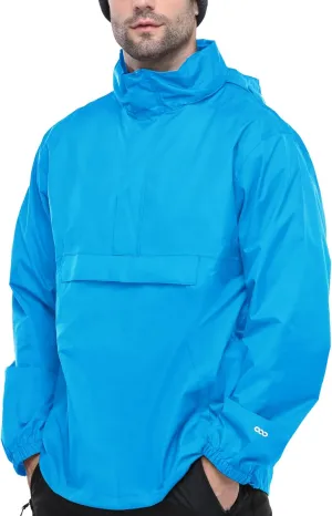 33,000ft Men's Pullover Rain Jacket Waterproof with Hood Lightweight Packable Raincoat Windbreaker for Golf Travel