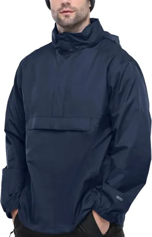 33,000ft Men's Pullover Rain Jacket Waterproof with Hood Lightweight Packable Raincoat Windbreaker for Golf Travel