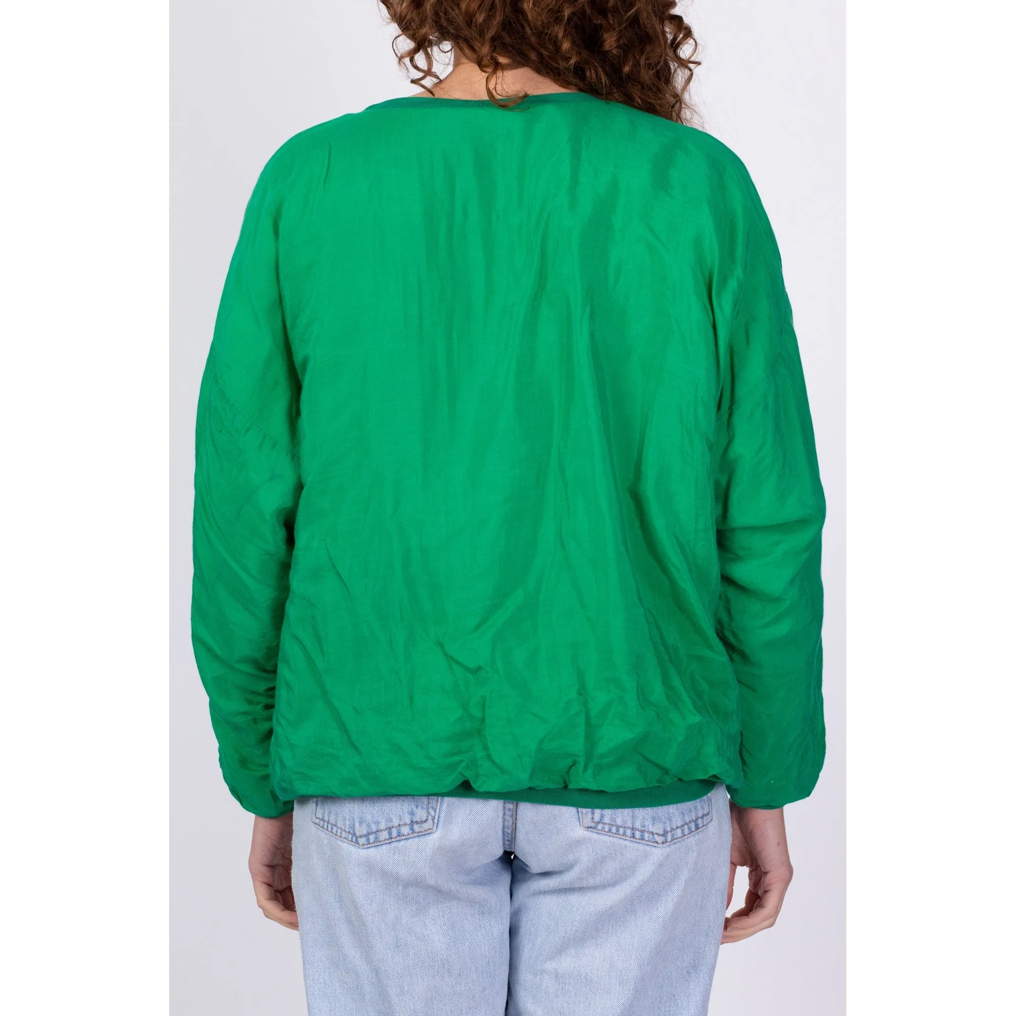 80s Green "Save Nature" Puffy Sweatshirt - One Size