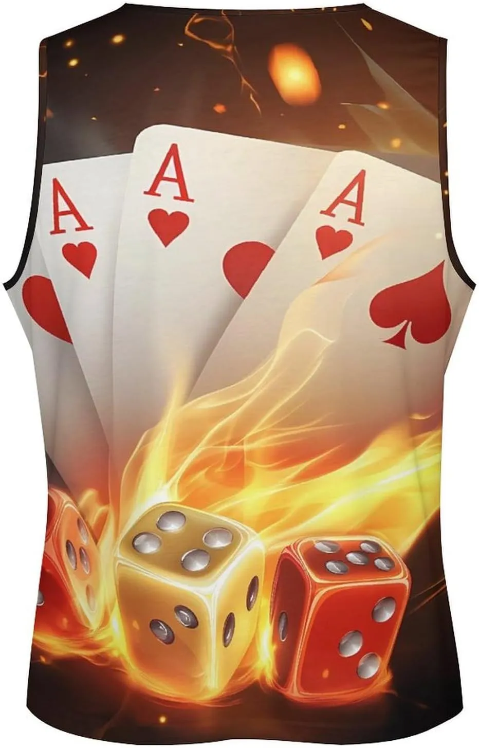 Aces-Spades Dice Fire Flaming Men's Activewear Tank Tops Gym Sleeveless Muscle T Shirts Workout Tees Vest