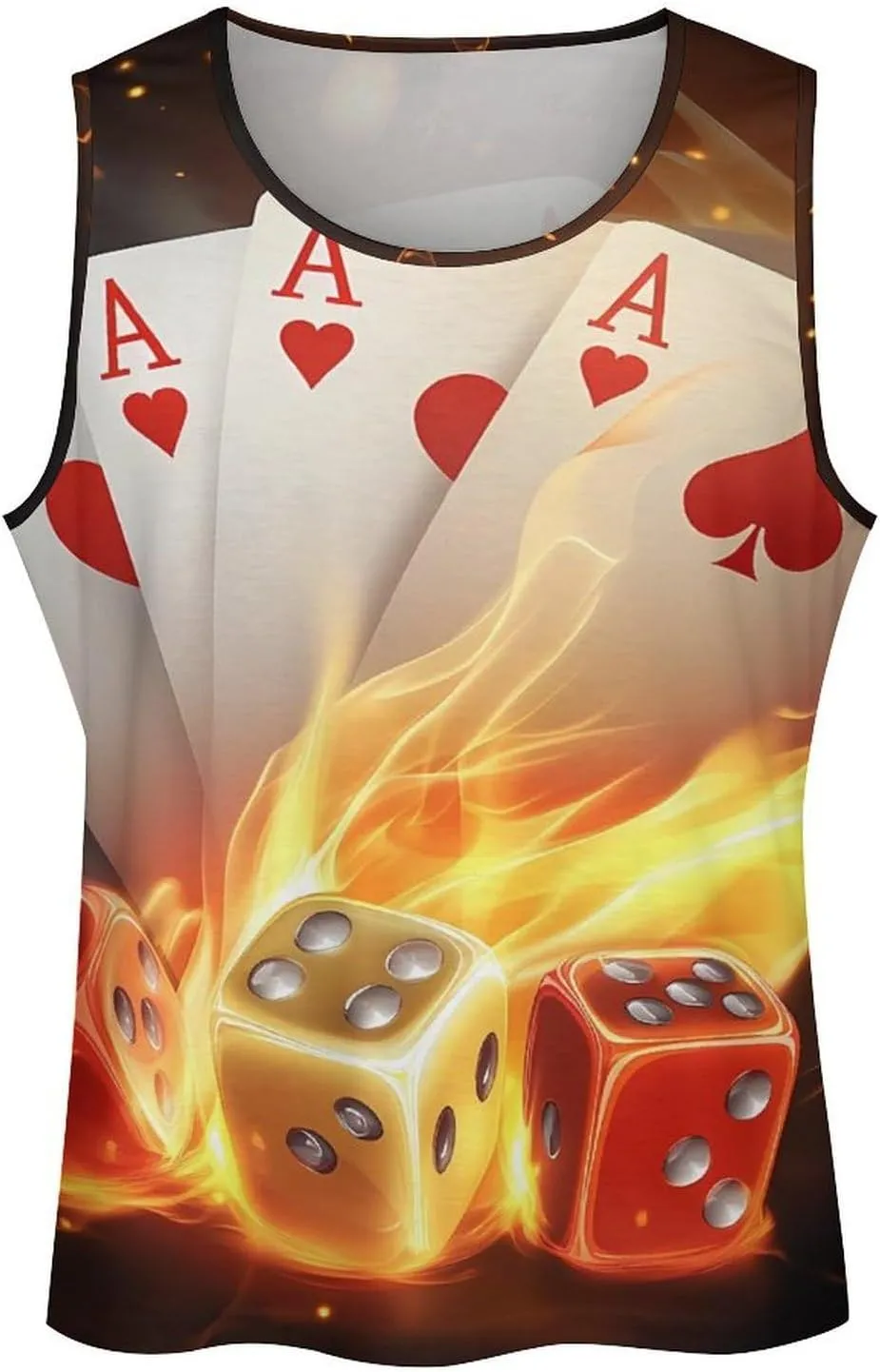 Aces-Spades Dice Fire Flaming Men's Activewear Tank Tops Gym Sleeveless Muscle T Shirts Workout Tees Vest