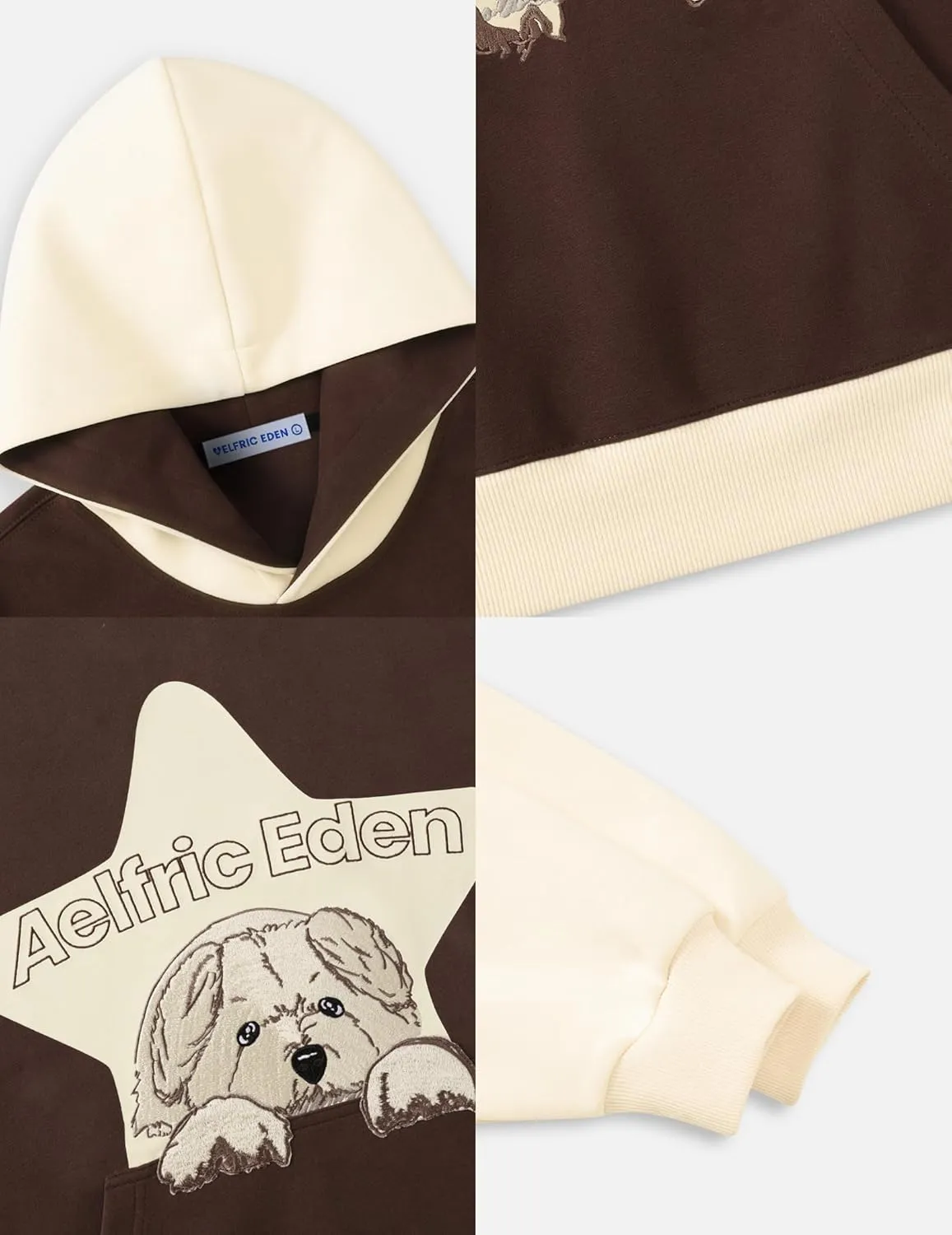 Aelfric Eden Graphic Hoodies for Women Dog Star Print Hoodie Oversized Hoodie Y2K Cute Hooded Sweatshirt