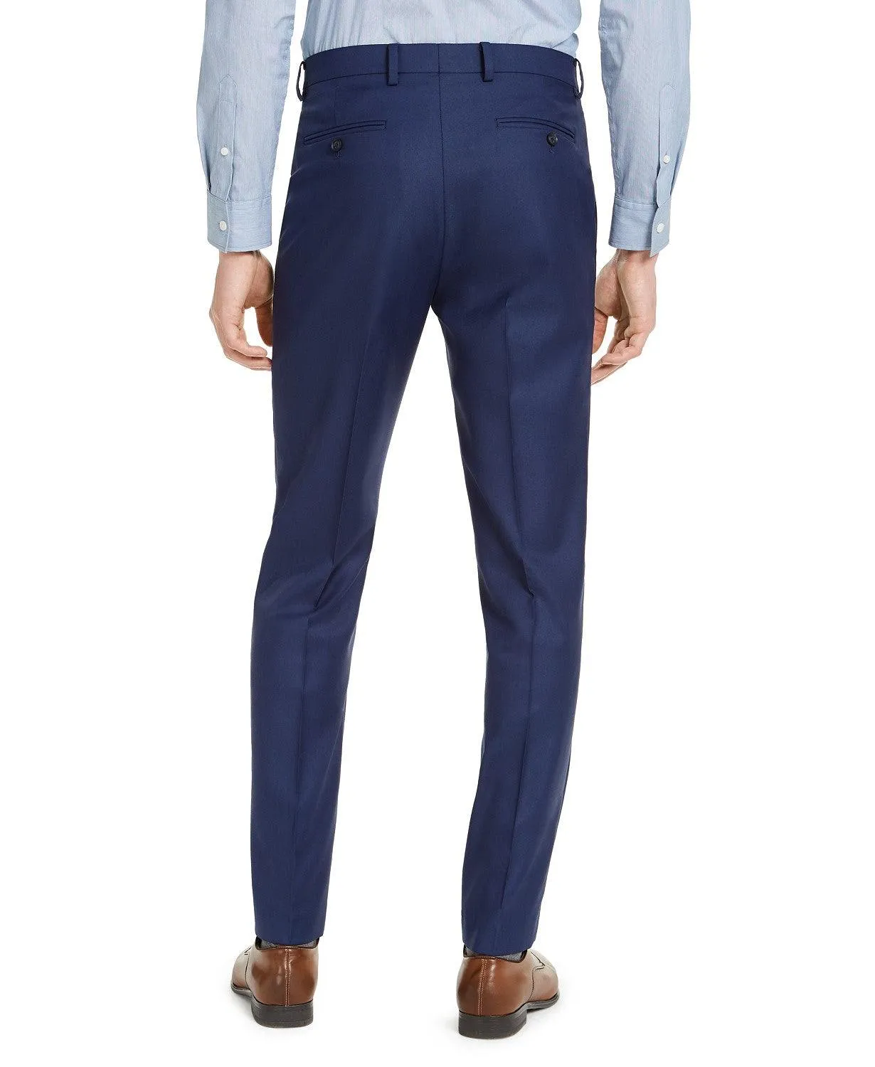 Alfani Mens Slim fit Dress Pants 32 / 32 Blue Solid Stretch