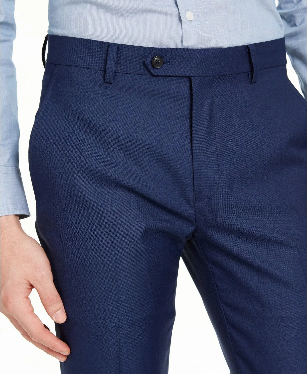 Alfani Mens Slim fit Dress Pants 32 / 32 Blue Solid Stretch