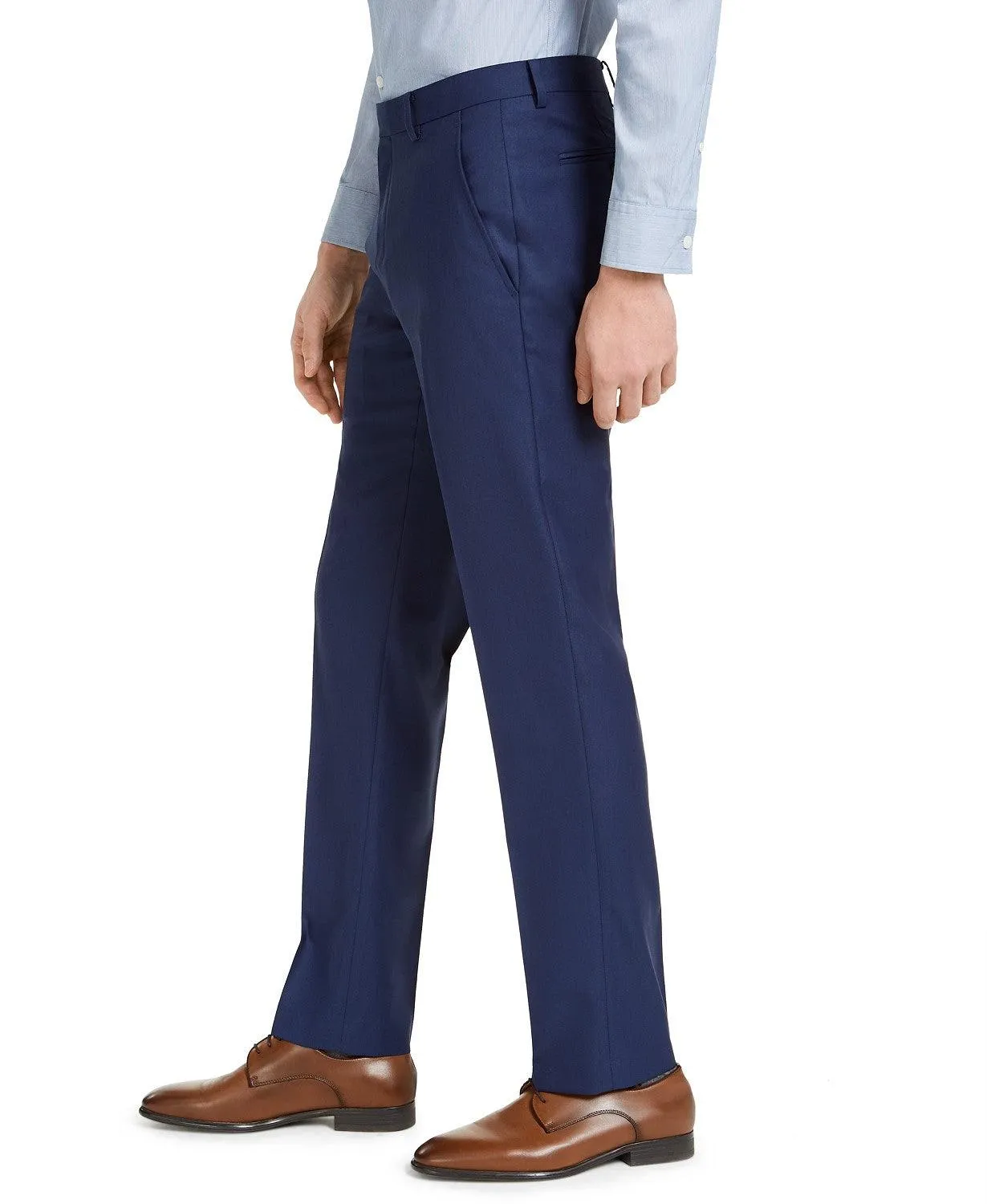 Alfani Mens Slim fit Dress Pants 32 / 32 Blue Solid Stretch