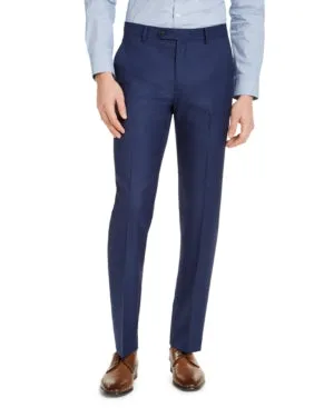 Alfani Mens Slim fit Dress Pants 34 / 30 Blue Solid Stretch