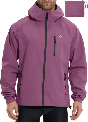 baleaf Men's Rain Jacket Waterproof Running Cycling Windbreaker Golf Hiking Gear Hood Raincoat Packable Reflective