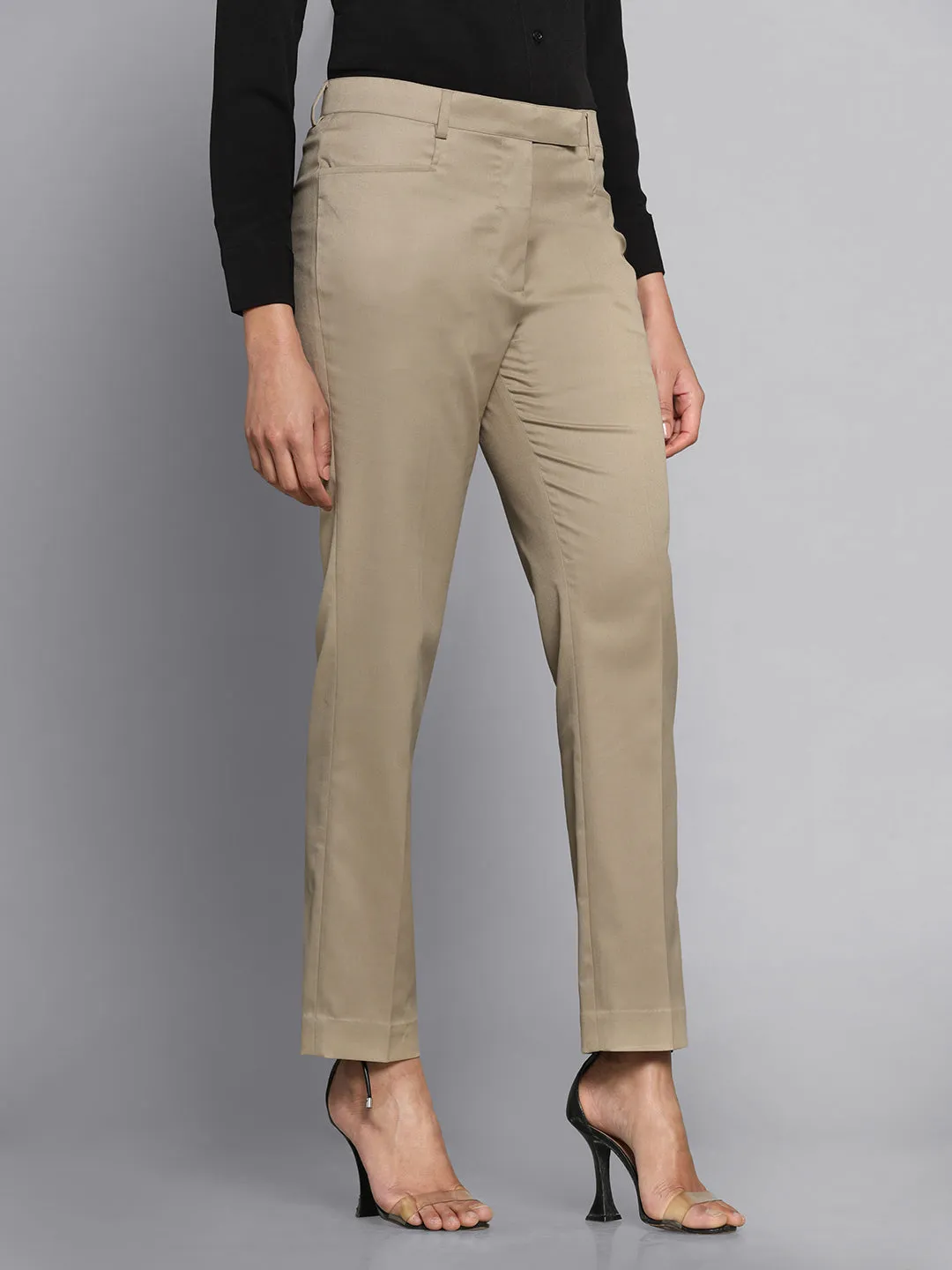 Bamboo Beige Cotton Regular Pants