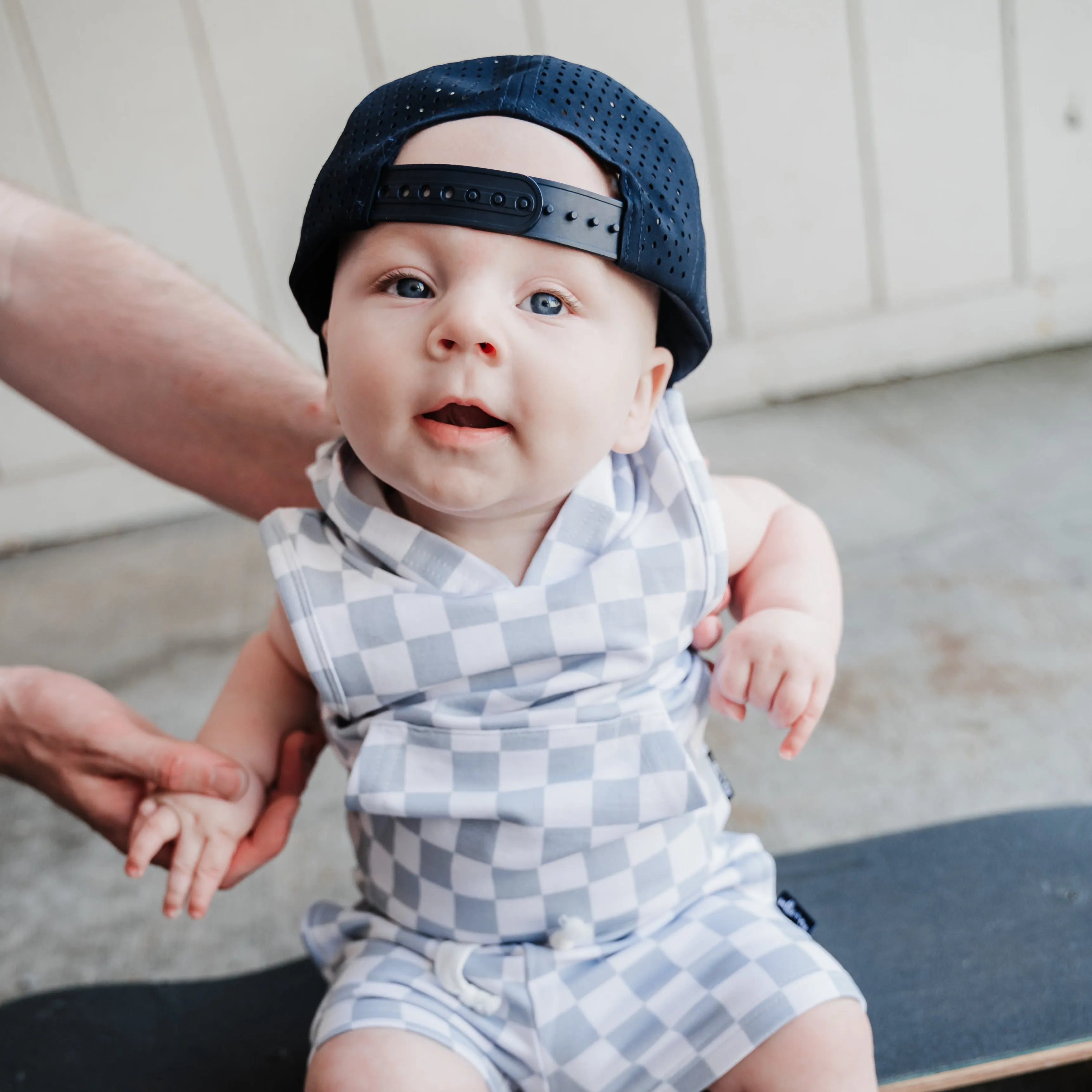 BAMBOO HOODIE TANK- Stone Check