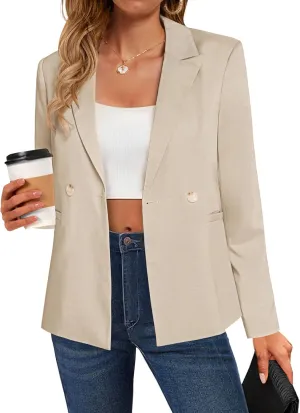 Belle Poque Women Business Casual Blazer Long Sleeve Lapel Button Work Blazer with Pockets