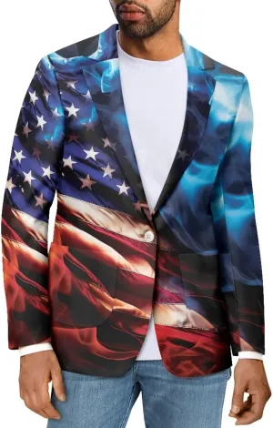 Blazer for Men One Button Notched Lapel Suit Jacket Casual Business Jackets Sports Coats Slim Fit Plus Size Blazer