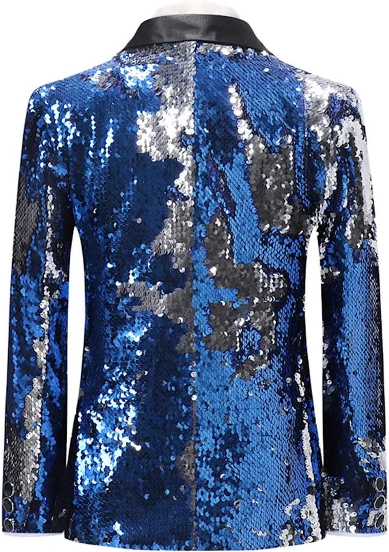 Boyland Boys 2 Pieces Suits Tuxedo Suit Shiny Sequins Peak Lapel Slim Fit Jacket Pants Party Performance