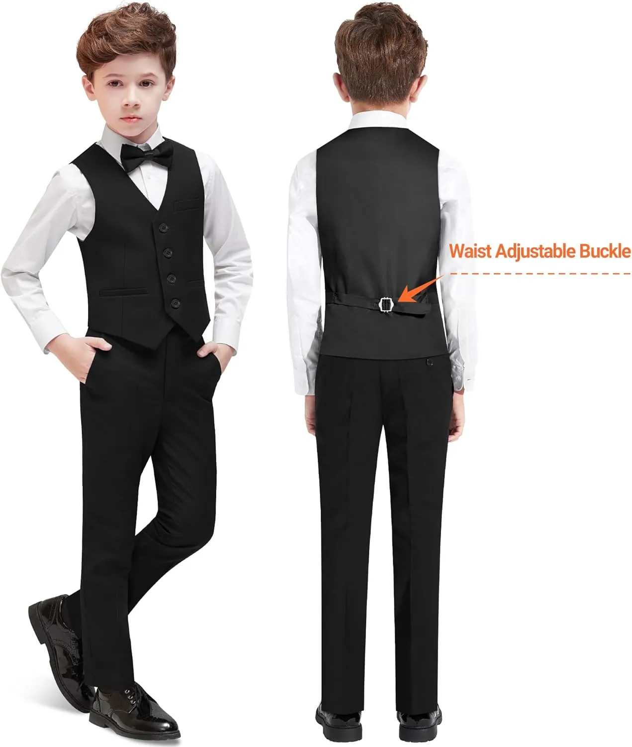 Boys' Formal Dresswear Suits Set, with Suspenders, Adjustable Waist