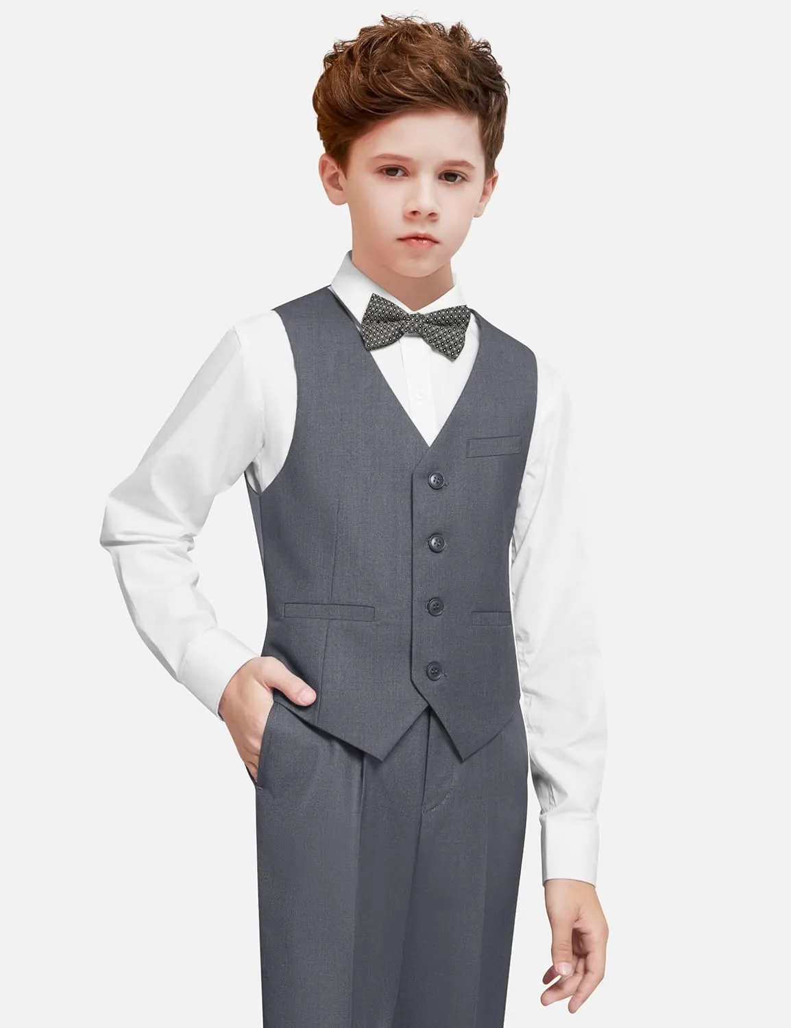 Boys' Formal Dresswear Suits Set, with Suspenders, Adjustable Waist