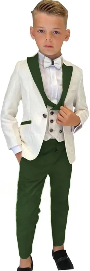 Boys Formal Suit Wedding Tuxedo 3 Pieces Floral Jacket Pants Vest Kids Party Blazer Set 2-14 Years Old