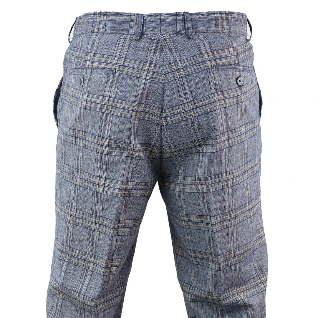 Brenden - Men's Blue Check Trousers
