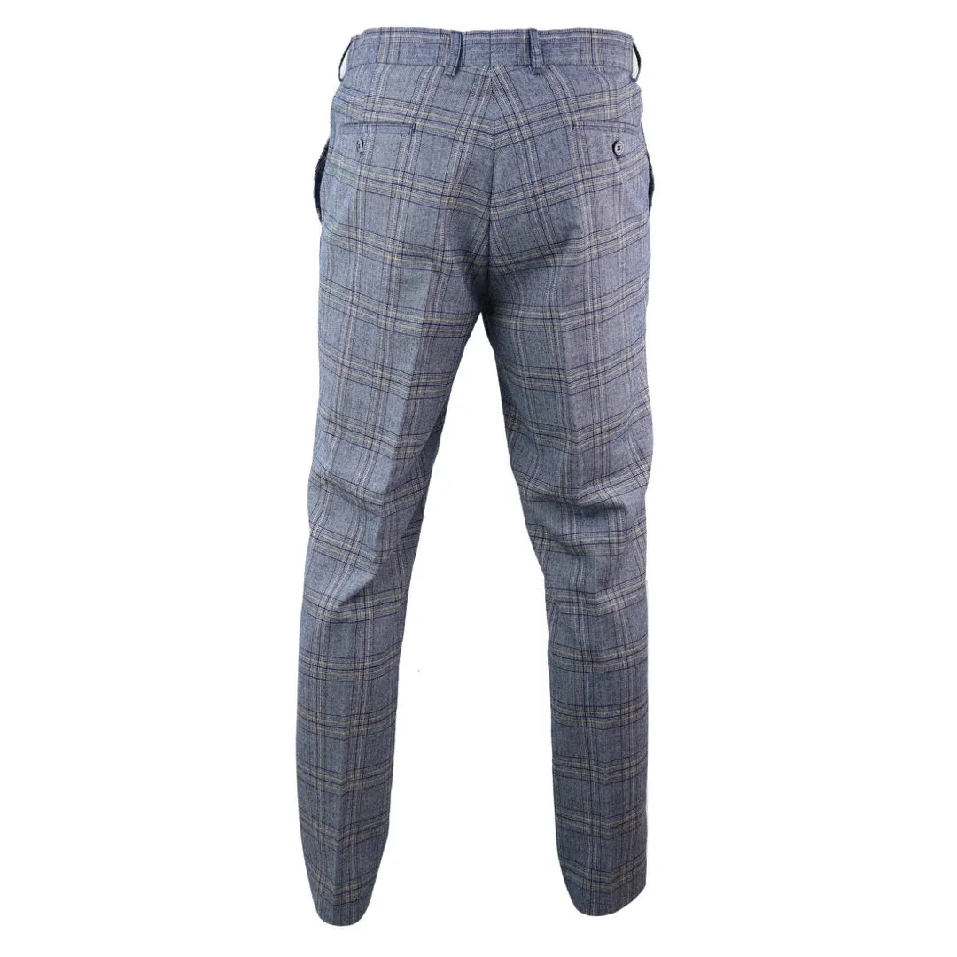 Brenden - Men's Blue Check Trousers