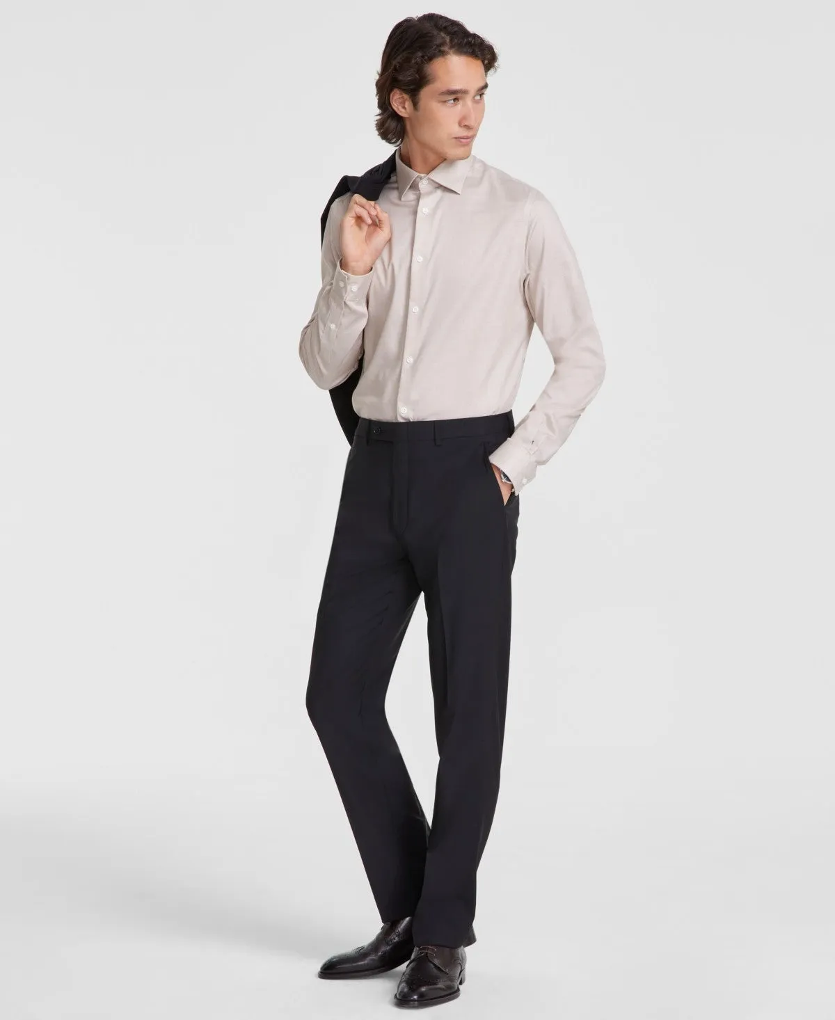 Calvin Klein Mens Slim fit Dress Pants 36 / 32 Black Solid Stretch