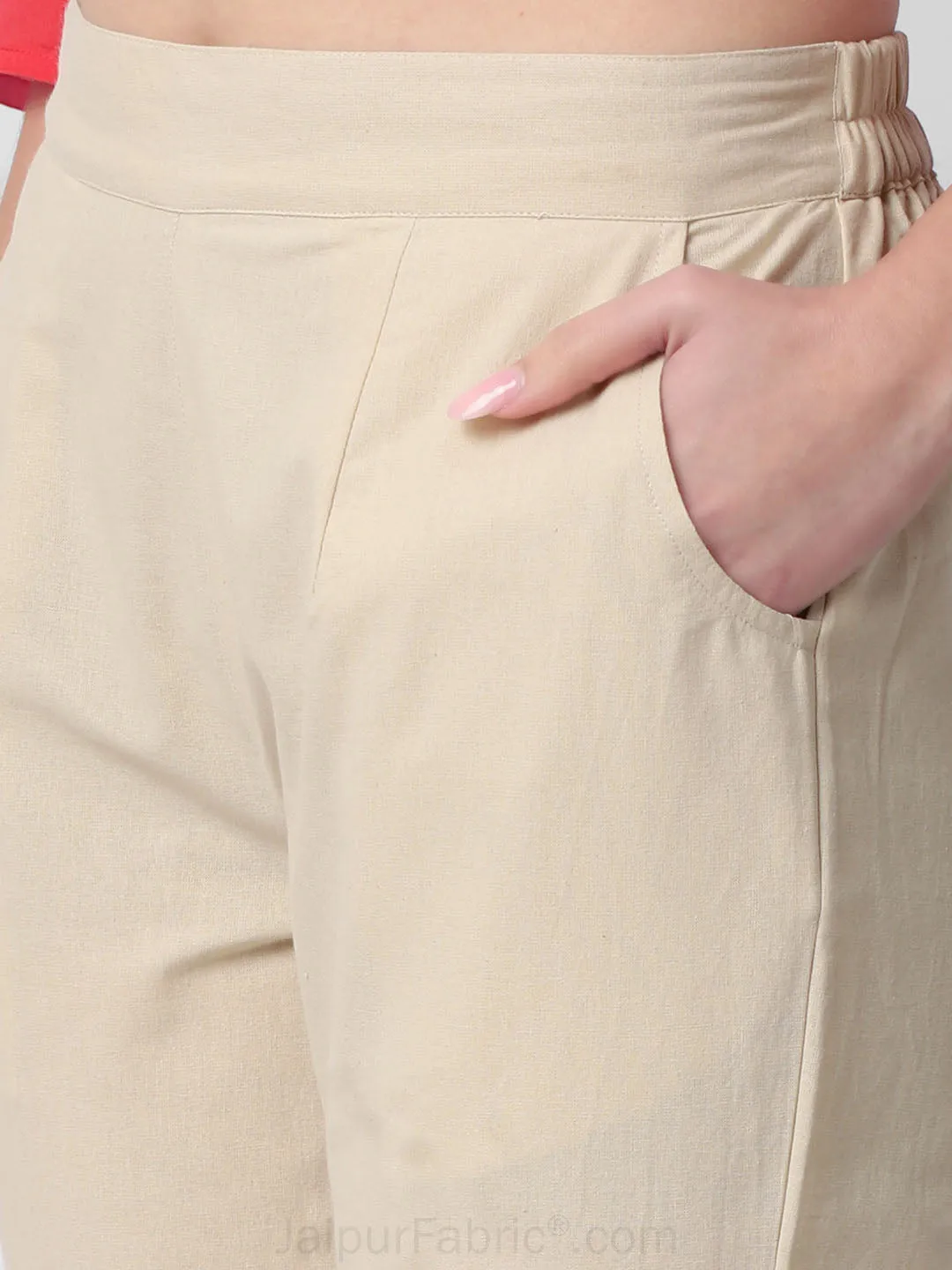 Caramel Cream Women Cotton Pants casual and semi formal daily trousers