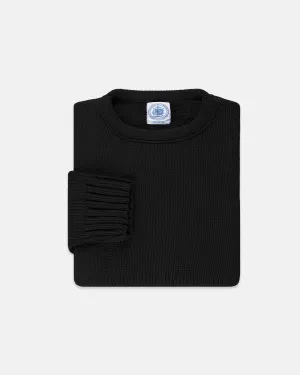 CHUNKY COTTON CREW NECK SWEATER - BLACK