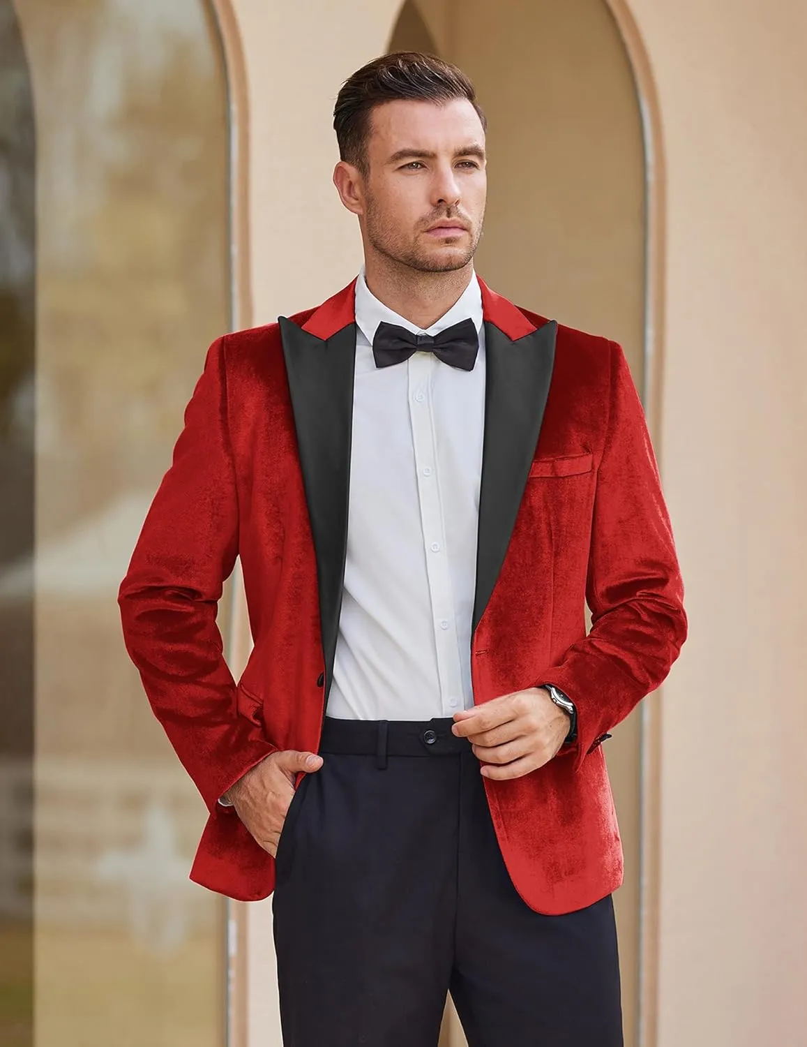 COOFANDY Mens Wedding Tuxedo Jacket Slim Fit Velvet Blazer One Button Suit Jacket for Prom Dinner Party