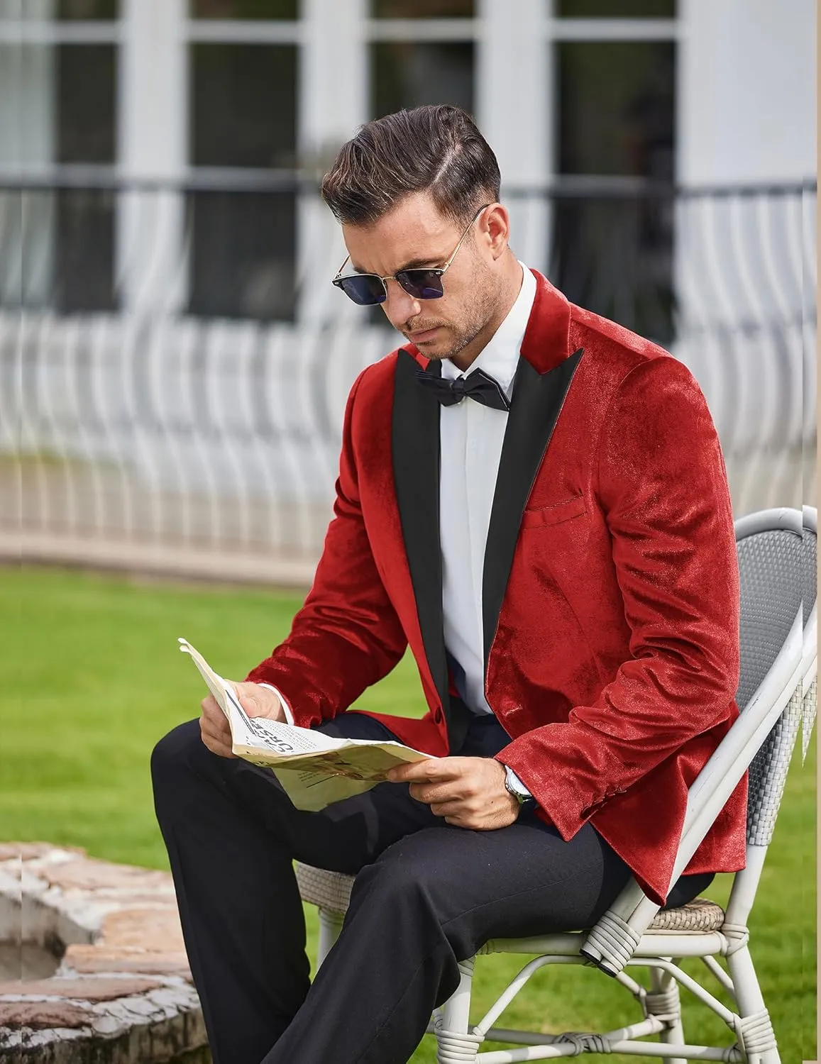 COOFANDY Mens Wedding Tuxedo Jacket Slim Fit Velvet Blazer One Button Suit Jacket for Prom Dinner Party