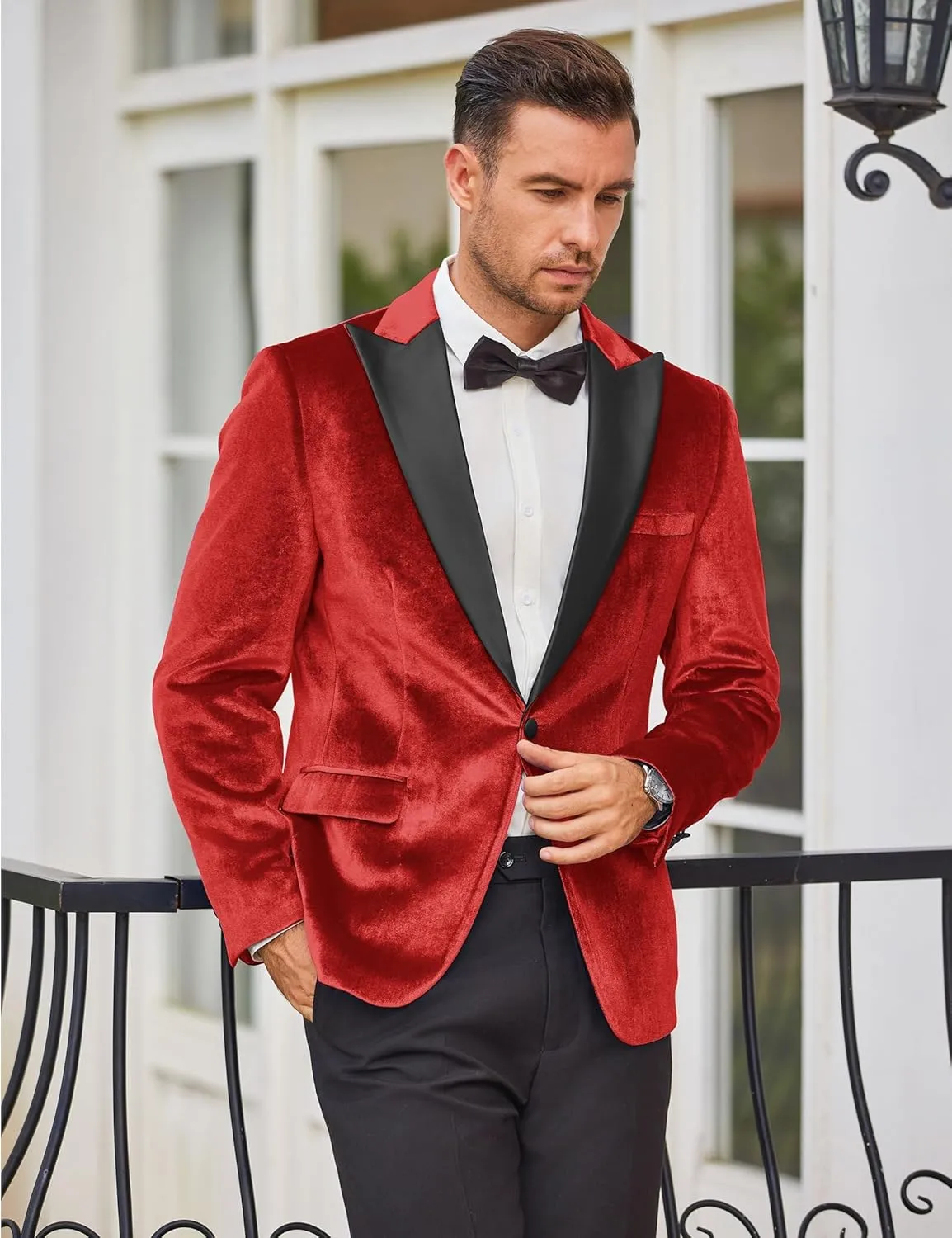 COOFANDY Mens Wedding Tuxedo Jacket Slim Fit Velvet Blazer One Button Suit Jacket for Prom Dinner Party