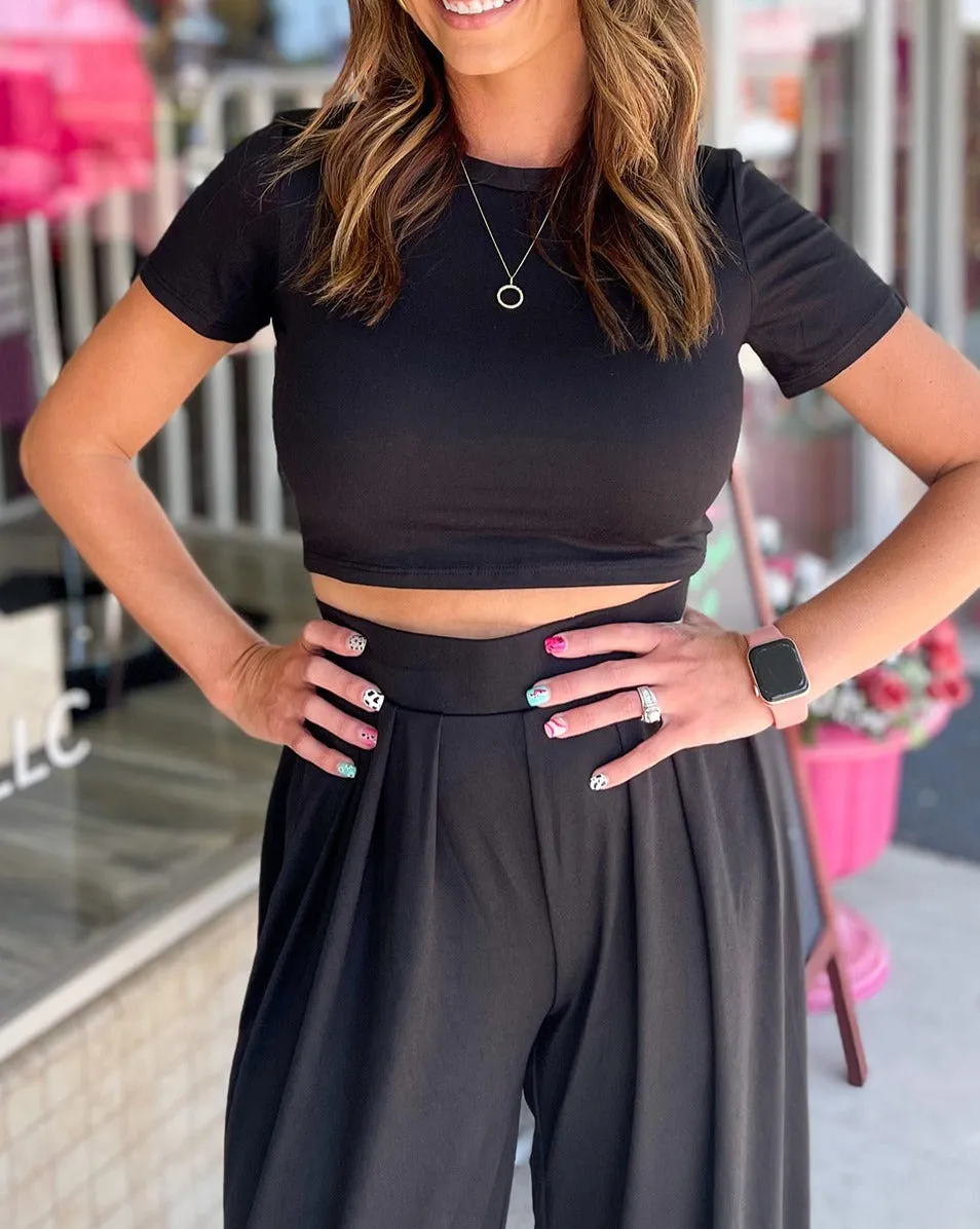 Crop Top and Pleated Pants Set