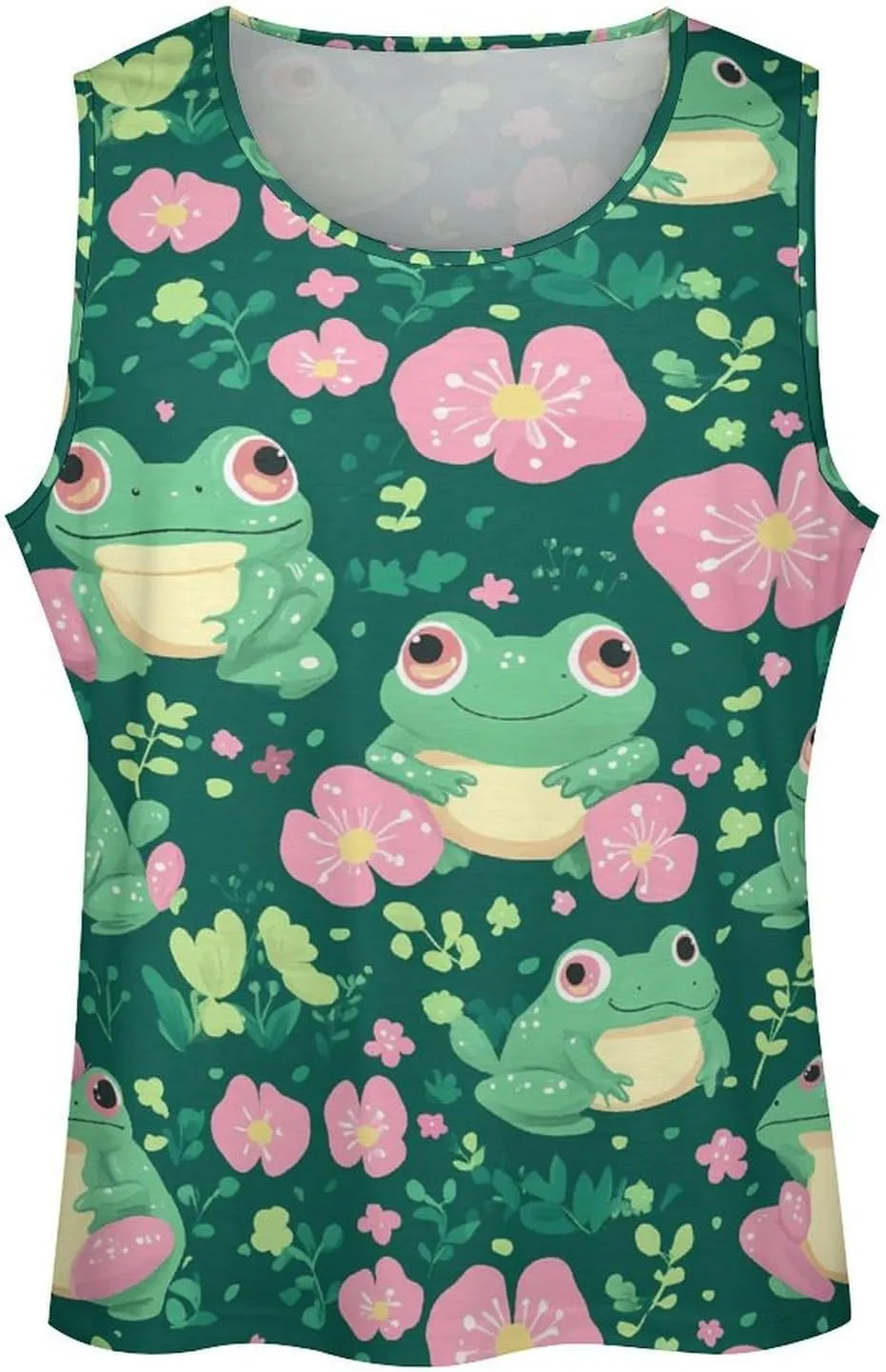 Cute Frogs Flower Men's Activewear Tank Tops Gym Sleeveless Muscle T Shirts Workout Tees Vest