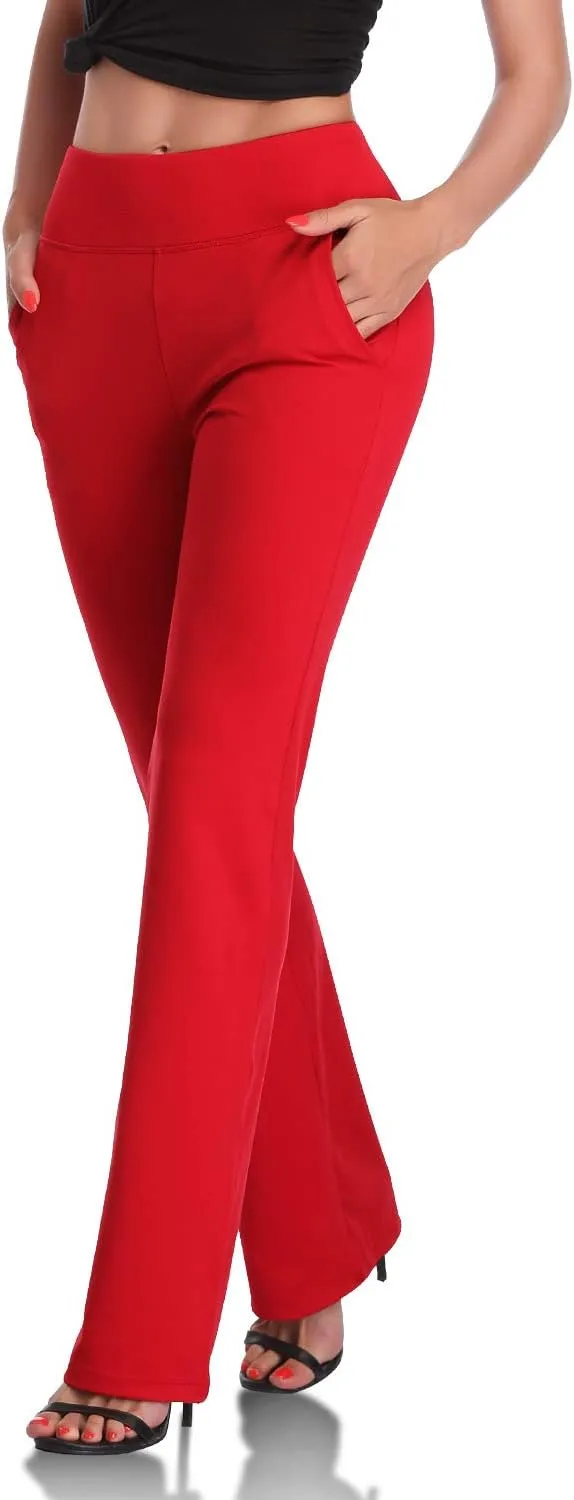 DAYOUNG Bootcut Yoga Pants for Women Tummy Control Workout Bootleg Pants High Waist 4 Way Stretch Pants