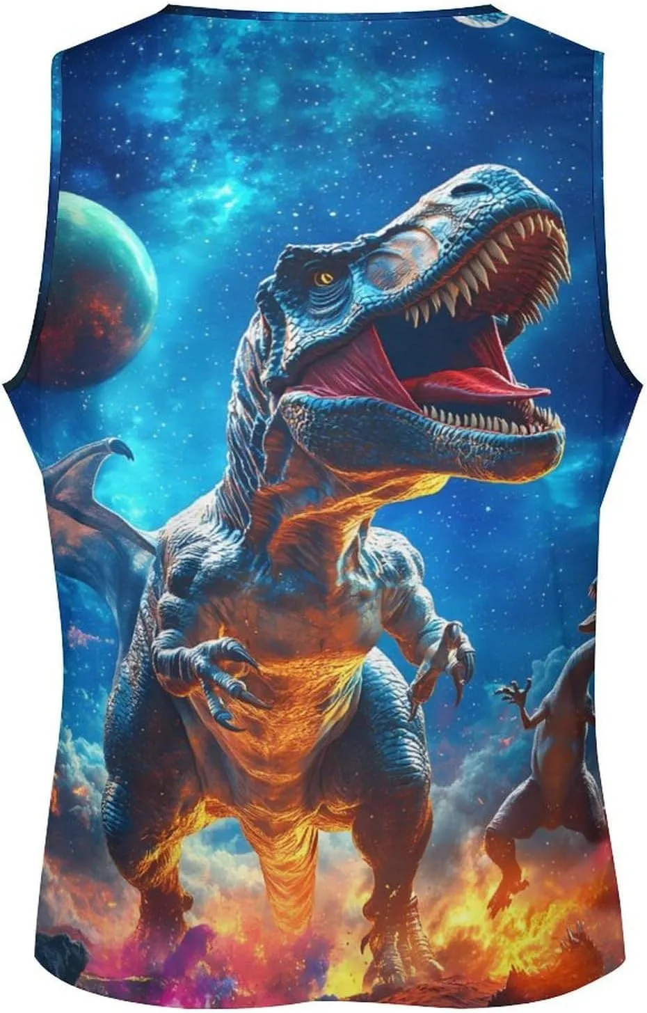 Dinosaur War in G-alaxy Men's Activewear Tank Tops Gym Sleeveless Muscle T Shirts Workout Tees Vest