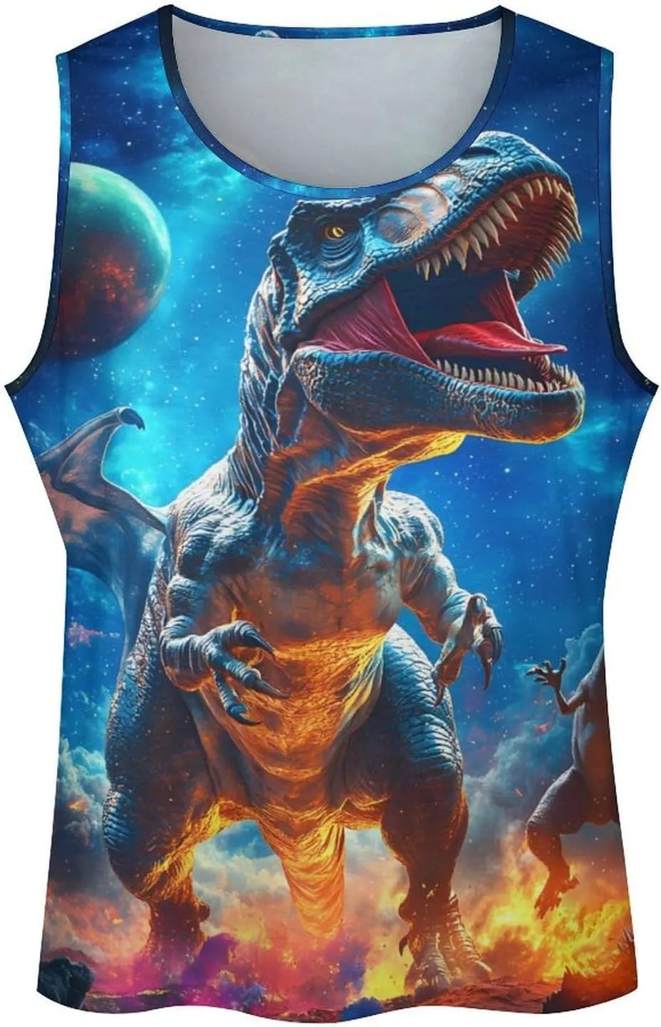 Dinosaur War in G-alaxy Men's Activewear Tank Tops Gym Sleeveless Muscle T Shirts Workout Tees Vest