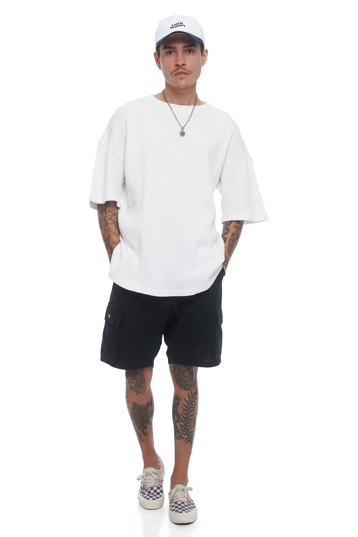 Essential Box Waffle Tee - White