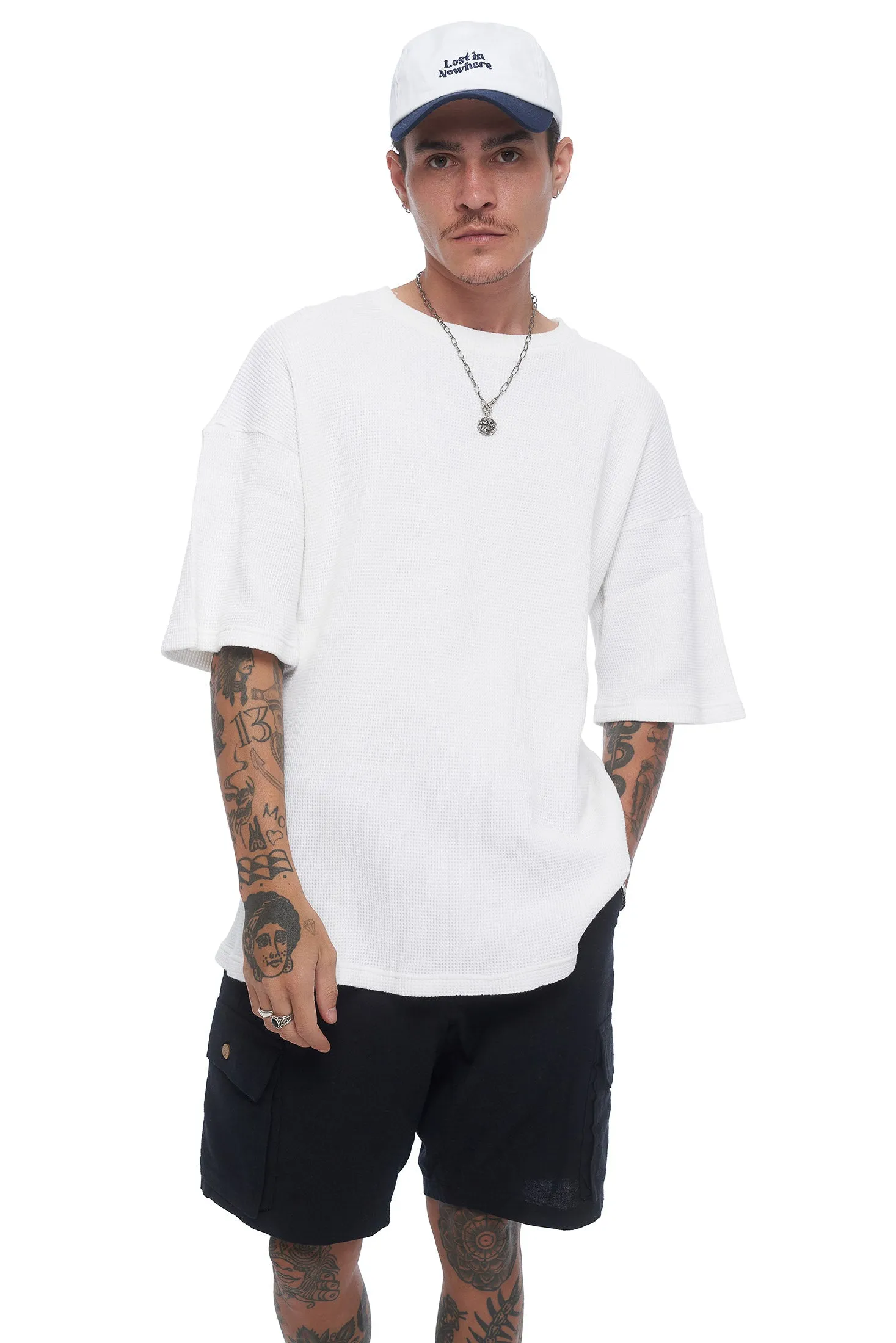 Essential Box Waffle Tee - White