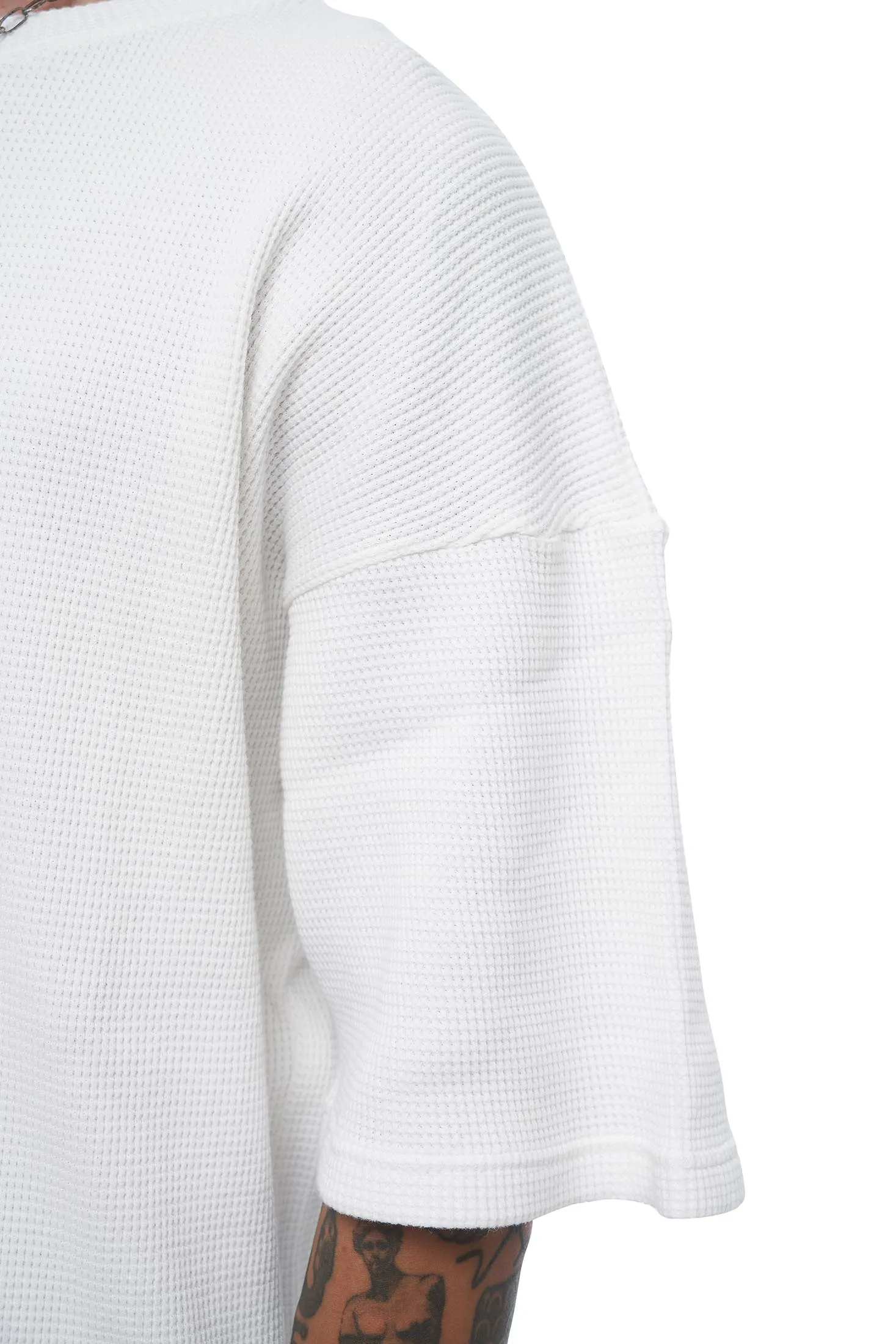 Essential Box Waffle Tee - White