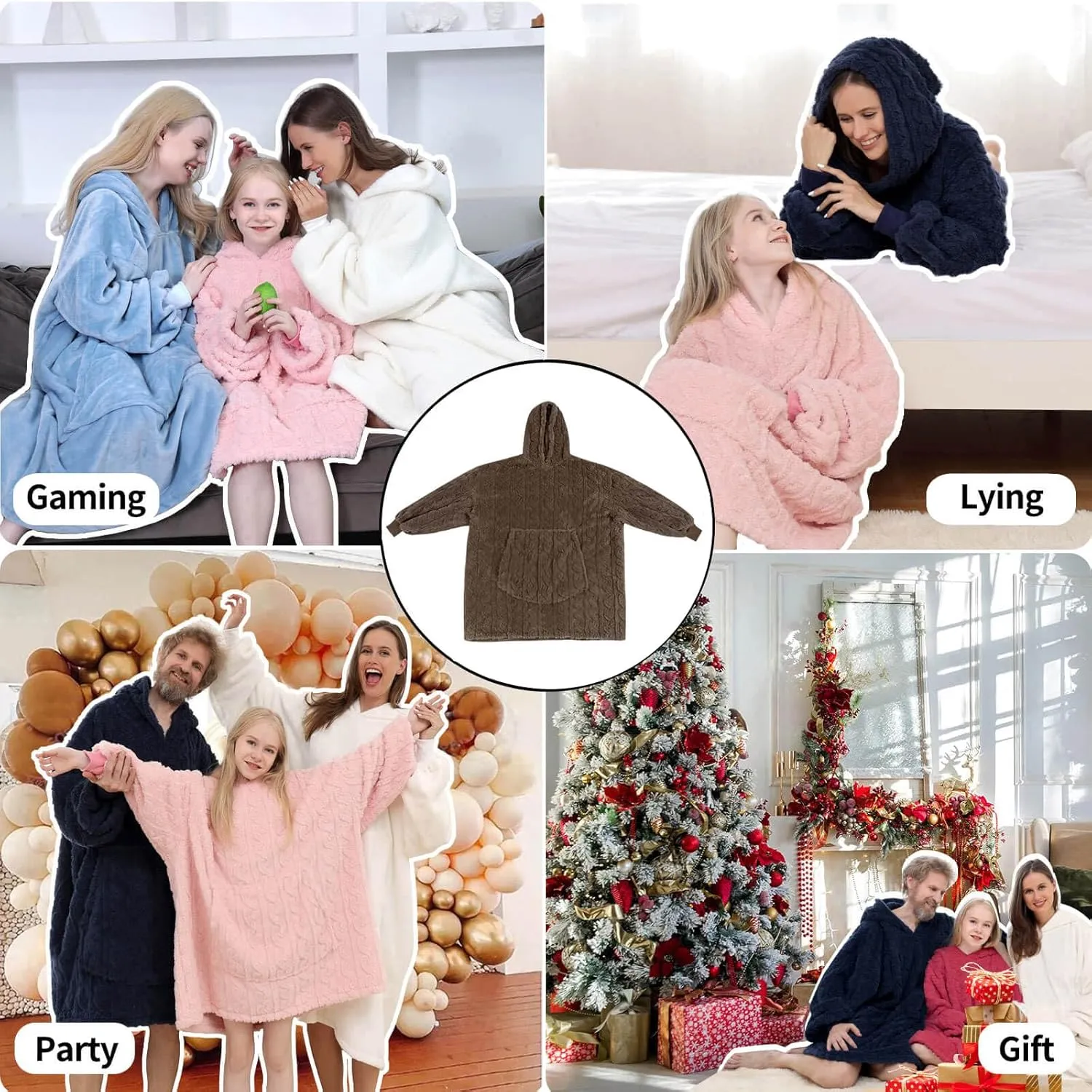 FestiCorp Oversized Blanket Hoodie for Adults - Extra Long Wearable Sweatshirt with Giant Sleeve, Hood and Pocket