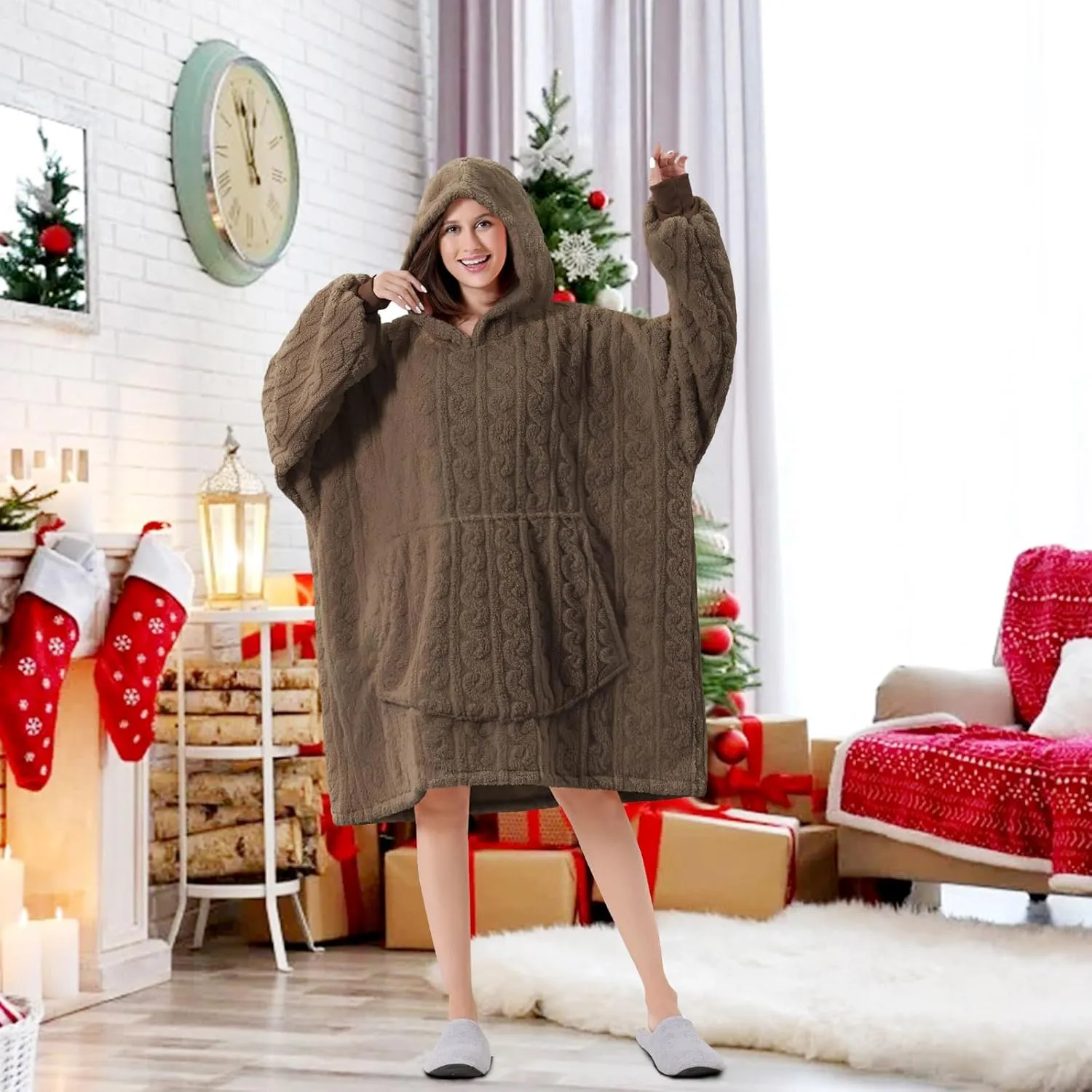 FestiCorp Oversized Blanket Hoodie for Adults - Extra Long Wearable Sweatshirt with Giant Sleeve, Hood and Pocket