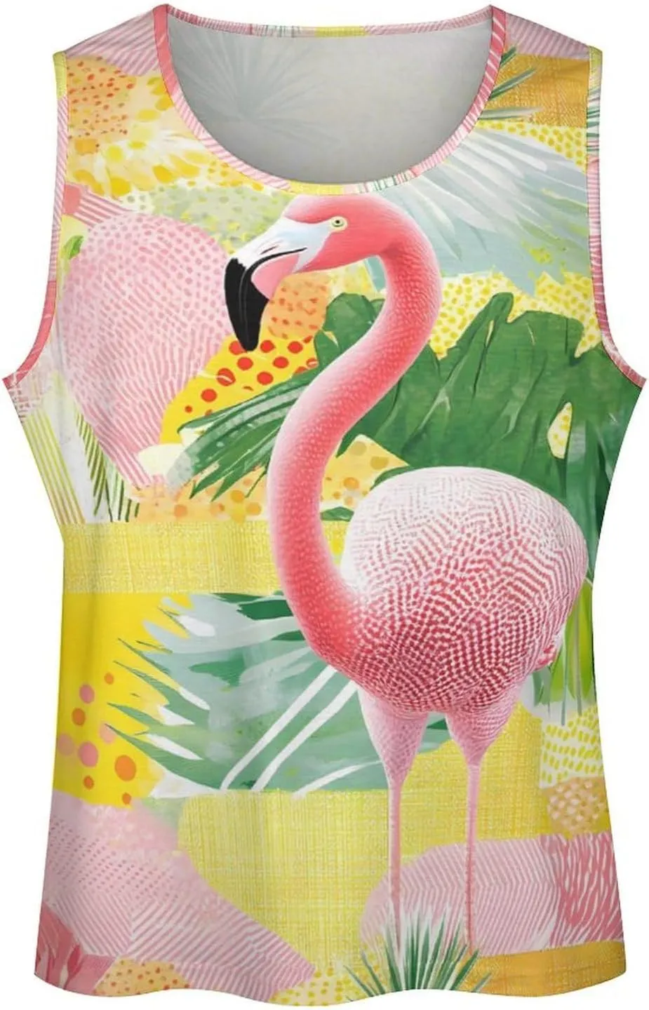 Flamingo Tropical Flowers Men's Activewear Tank Tops Gym Sleeveless Muscle T Shirts Workout Tees Vest