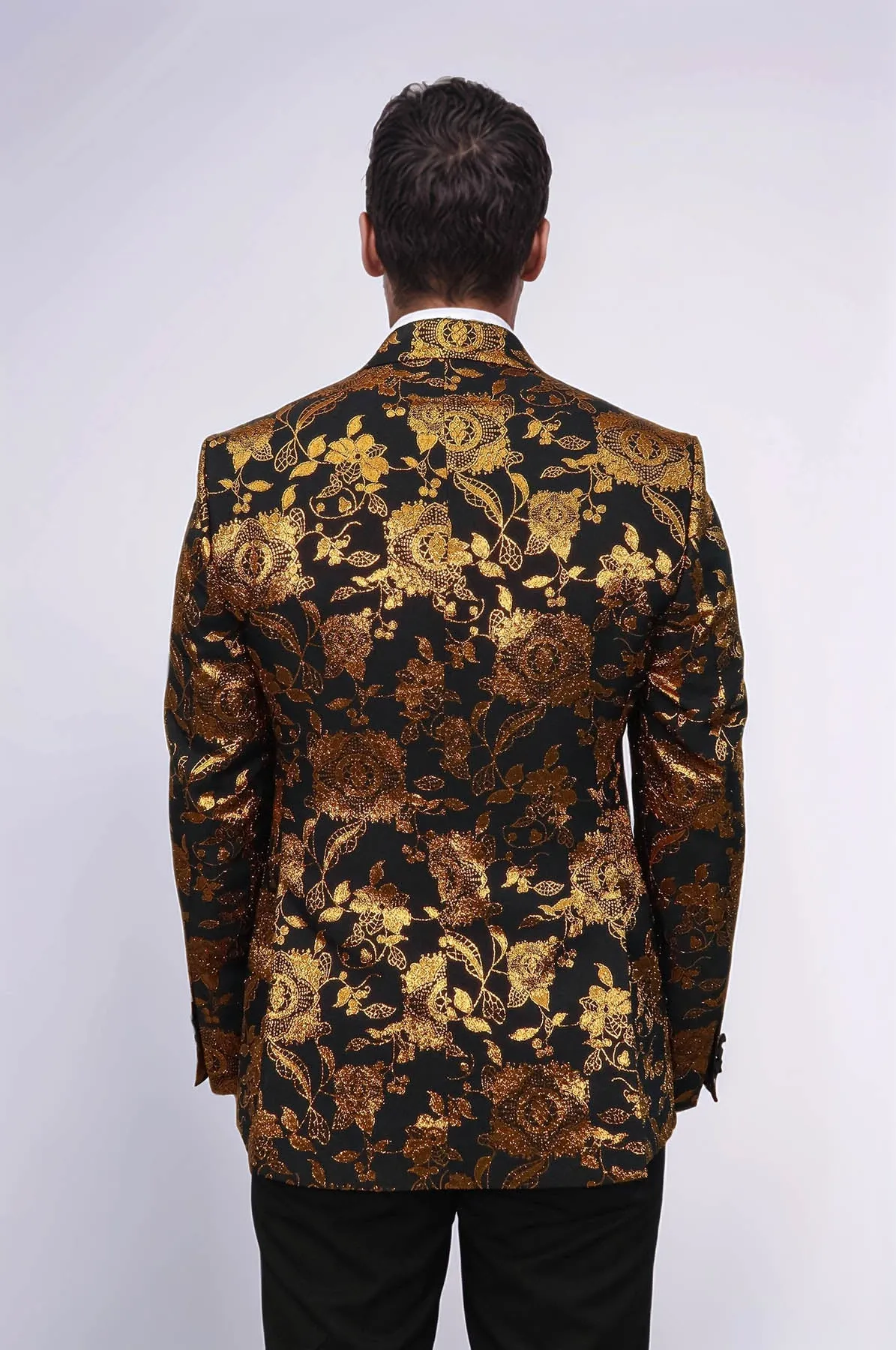 Floral Patterned Slim Fit Yellow Men Party Blazer - Wessi