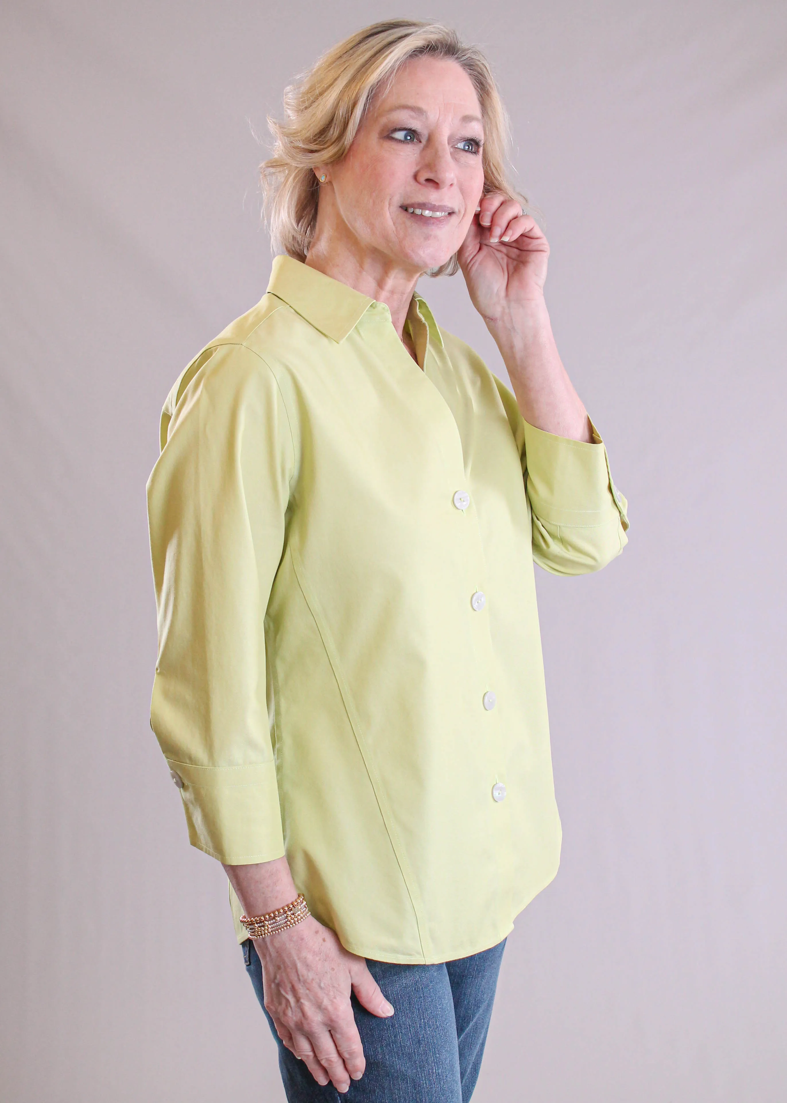 Foxcroft Paityn 3/4 Sleeve Button Down Blouse