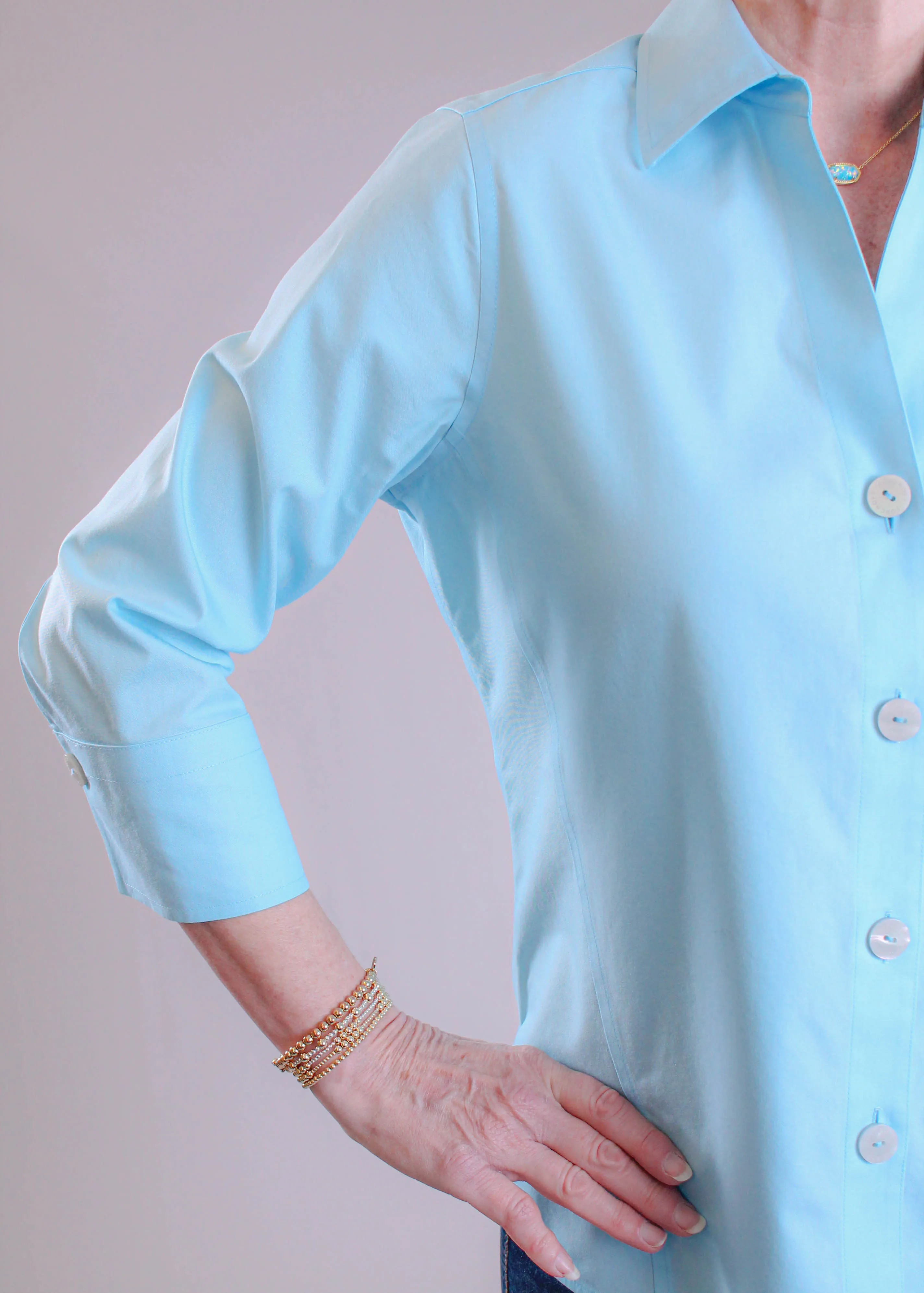 Foxcroft Paityn 3/4 Sleeve Button Down Blouse
