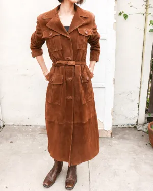 Gianni Versace Brown Suede Trench Coat