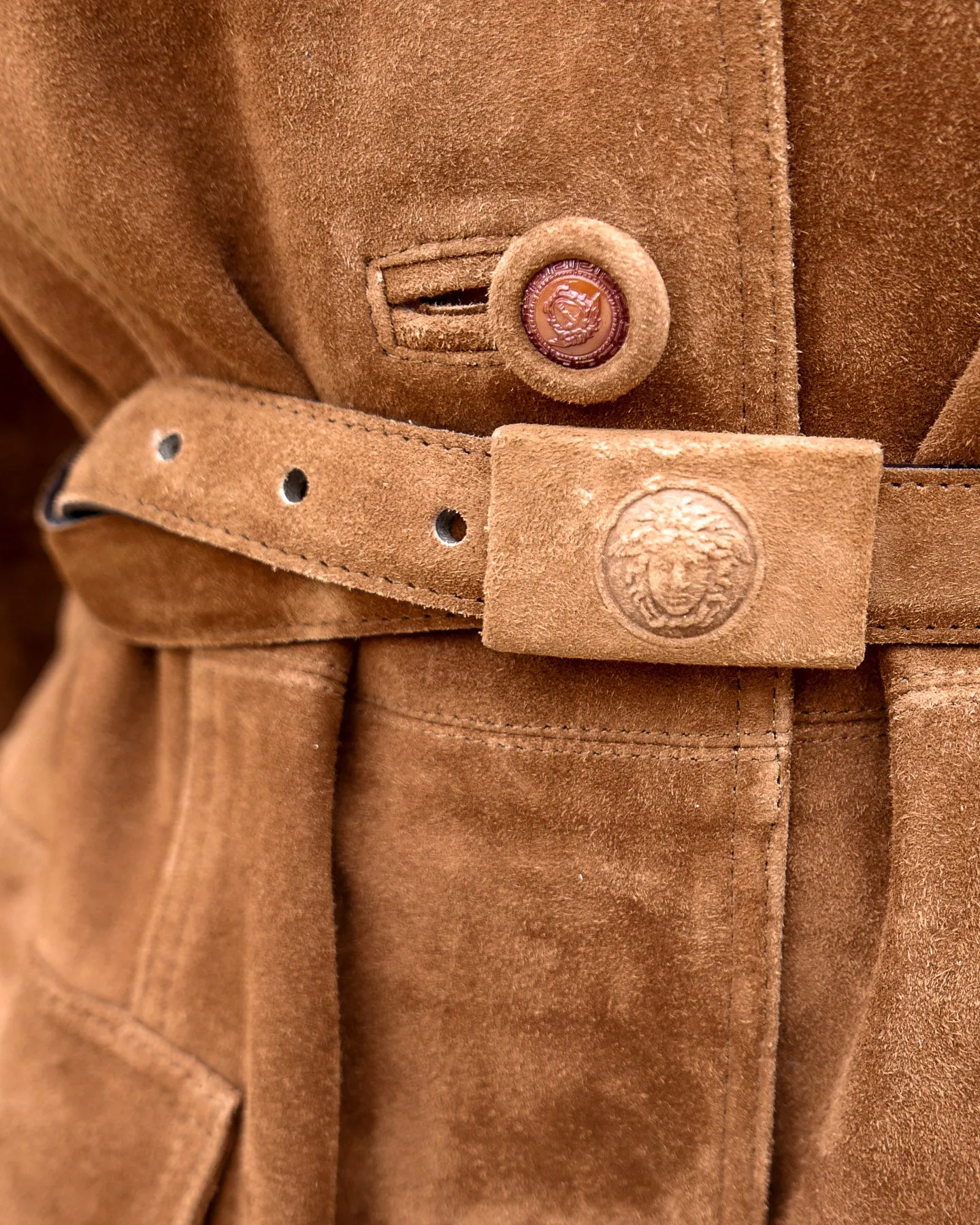 Gianni Versace Brown Suede Trench Coat