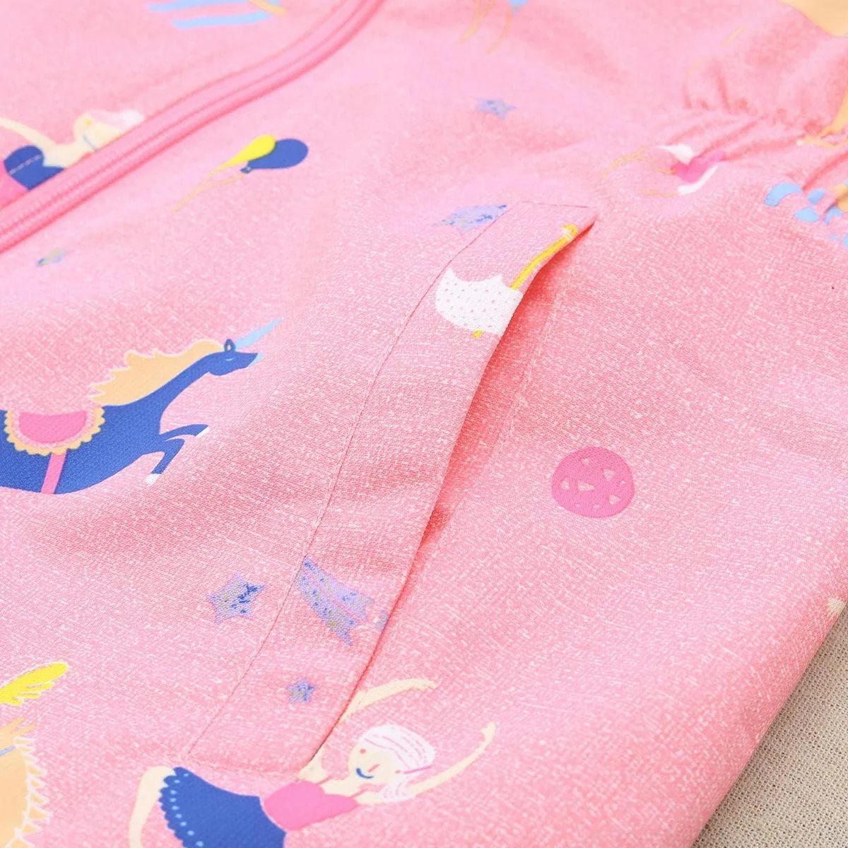 Girls Rain Jacket, Windbreaker Kids Raincoat Waterproof Zip Jacket with Fleece Liner